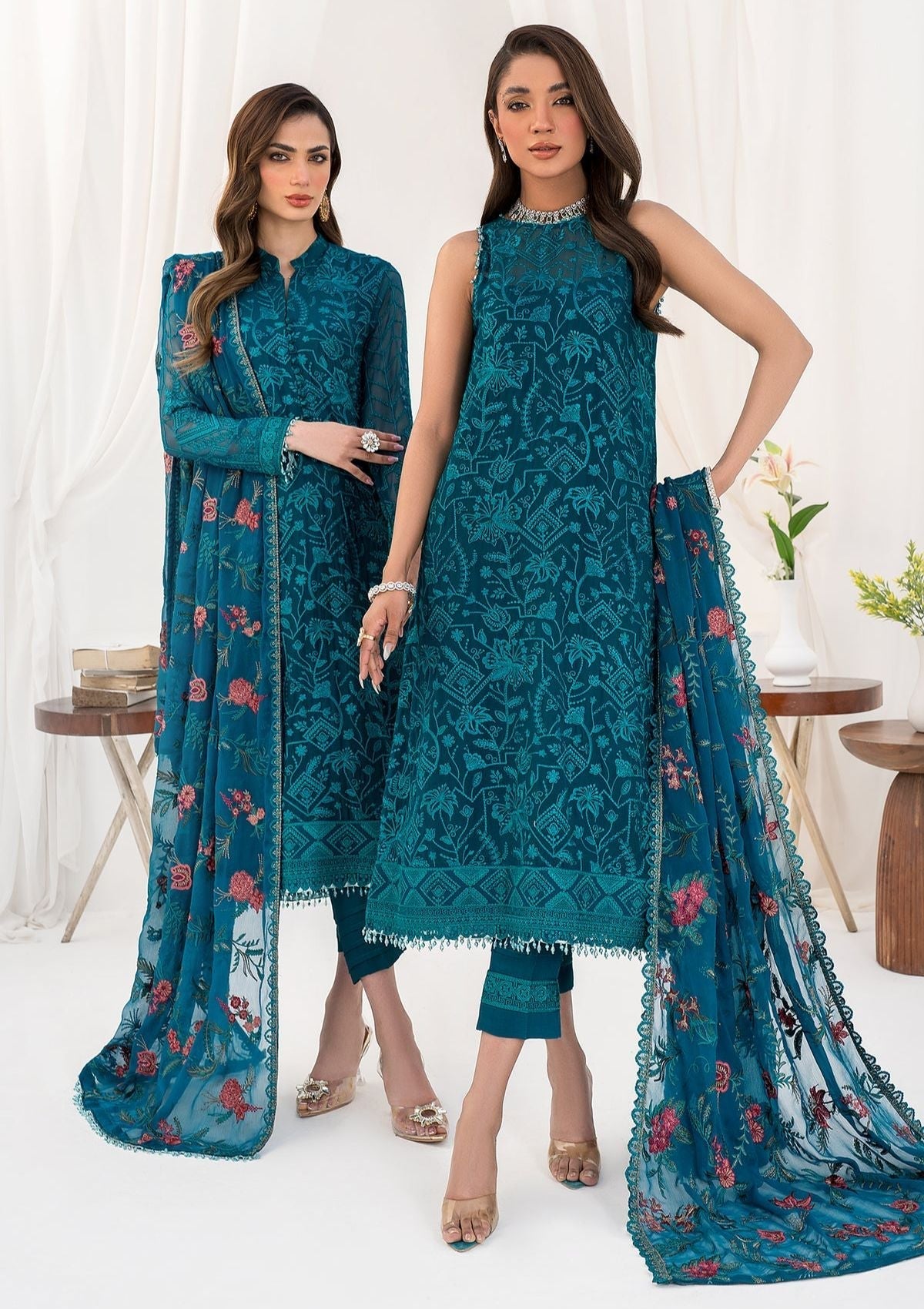 Formal Collection - Zarif - La Celeste - Luxury - ZLC#03 (GARDENIA) available at Saleem Fabrics Traditions