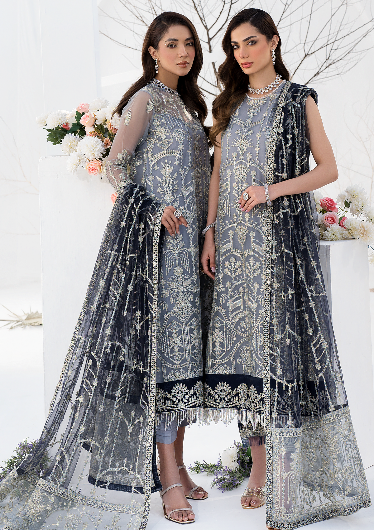 Formal Collection - Zarif - La Celeste - Luxury - ZLC#05 (ASH GREY) available at Saleem Fabrics Traditions