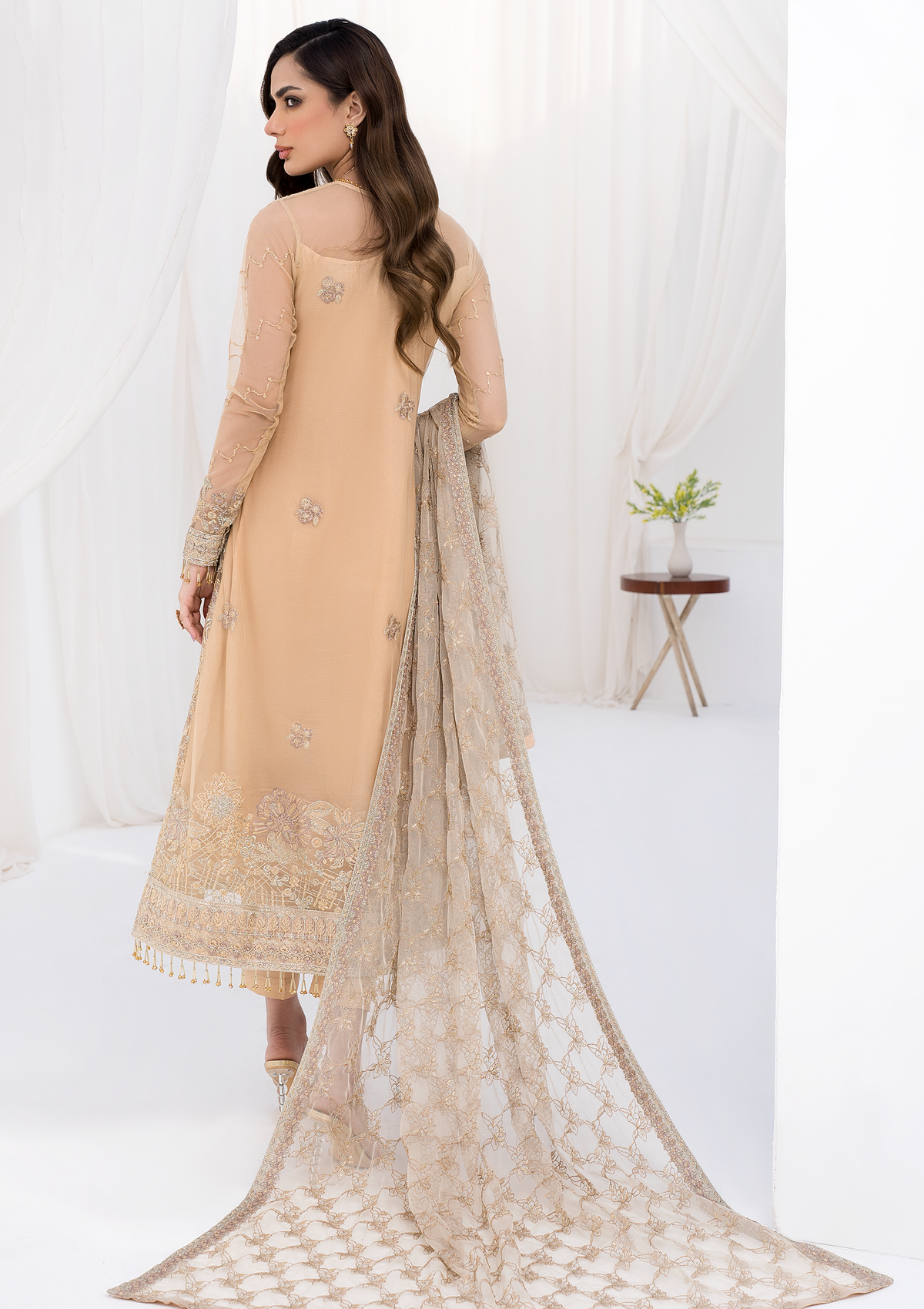 Formal Collection - Zarif - La Celeste - Luxury - ZLC#07 (SAND GLOW) available at Saleem Fabrics Traditions