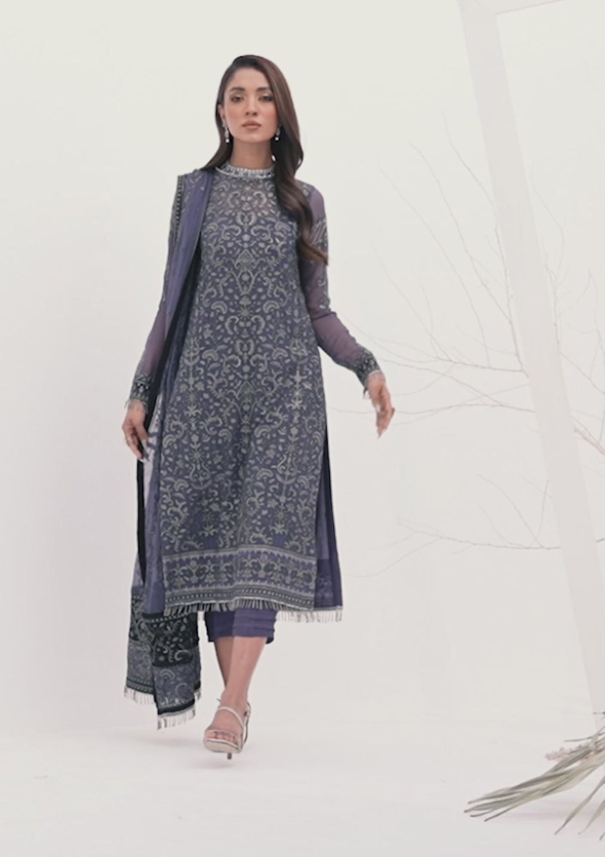 Formal Collection - Zarif - La Celeste - Luxury - ZLC#08 (DUSTY TEAL) available at Saleem Fabrics Traditions