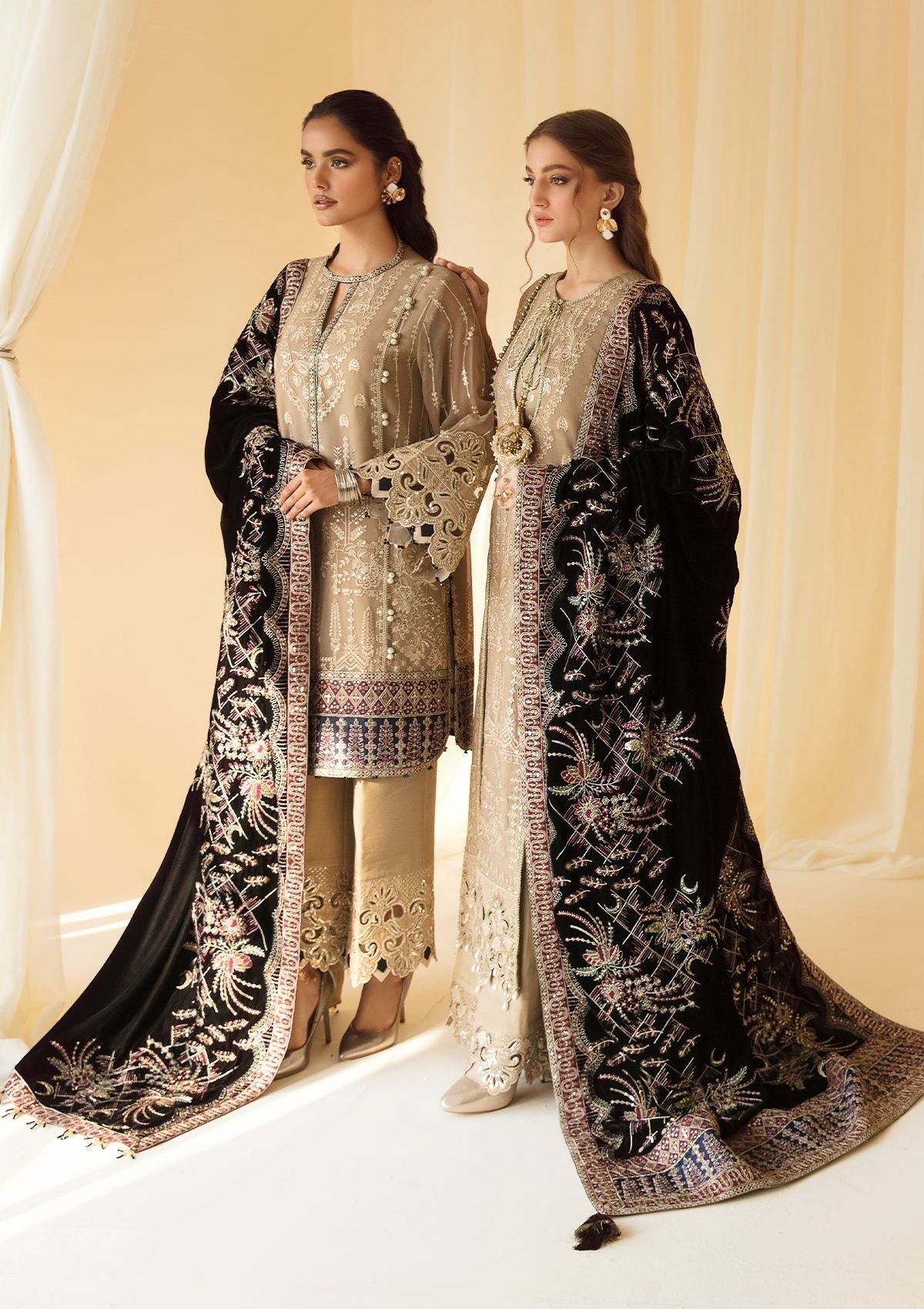 Formal Dress - Alizeh - Premium Velvet - D#1 (Zawiya) available at Saleem Fabrics Traditions