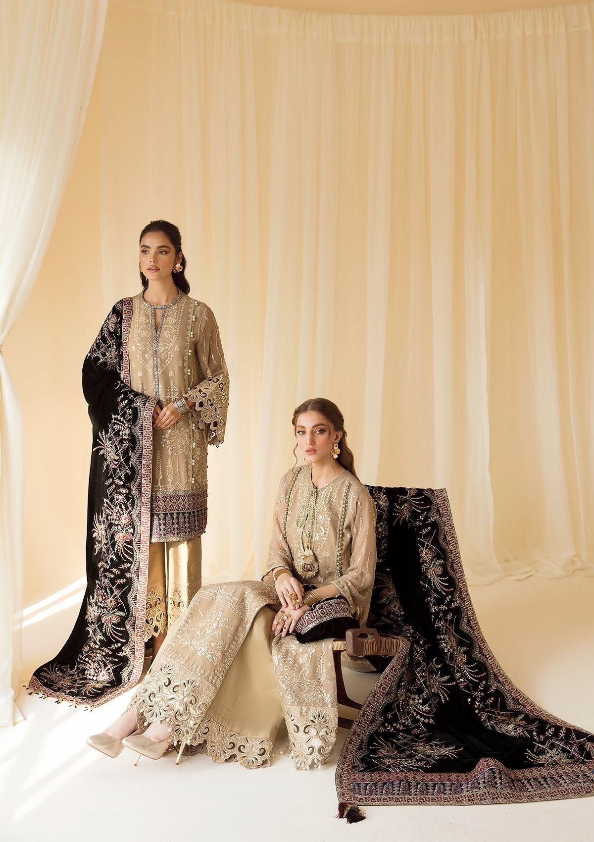 Formal Dress - Alizeh - Premium Velvet - D#1 (Zawiya) available at Saleem Fabrics Traditions