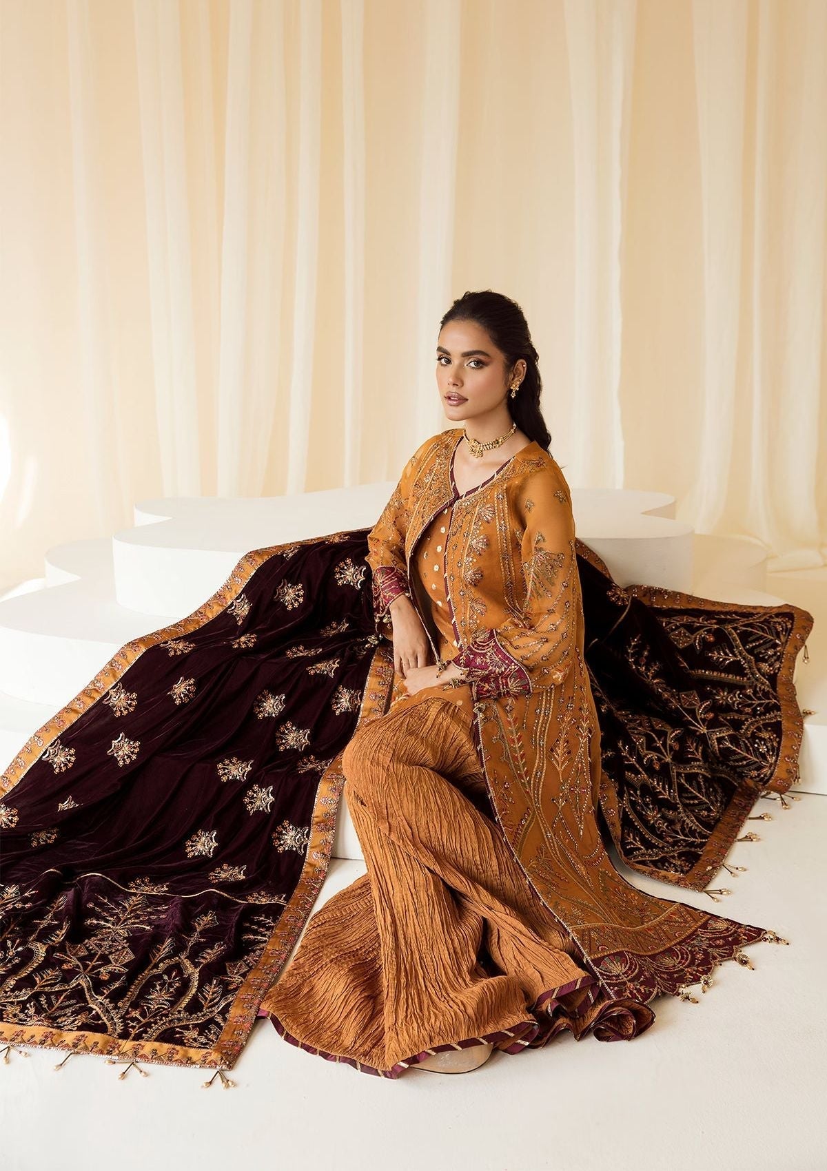 Formal Dress - Alizeh - Premium Velvet - D#3 (Zar Begum) available at Saleem Fabrics Traditions