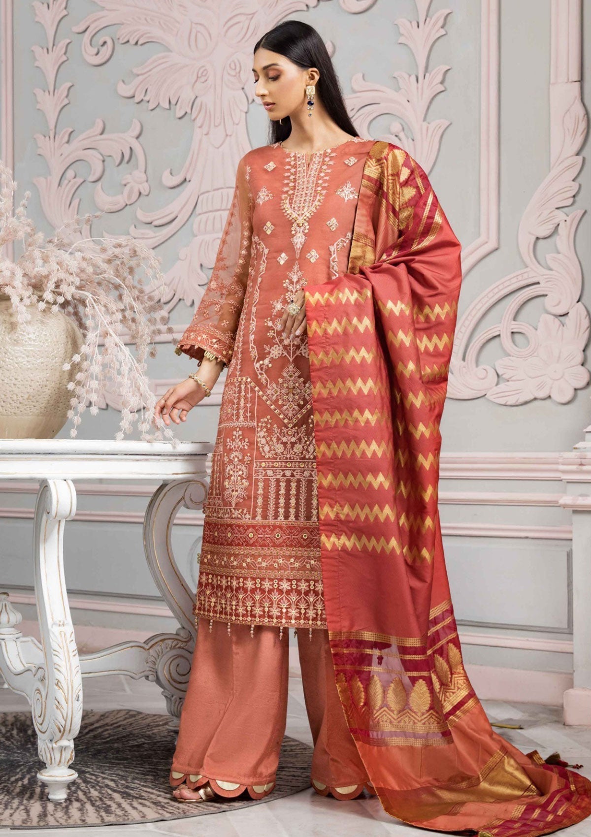 Formal Dress - Alizeh - Vasl e Meeras V12 - Naranj - D#2 available at Saleem Fabrics Traditions