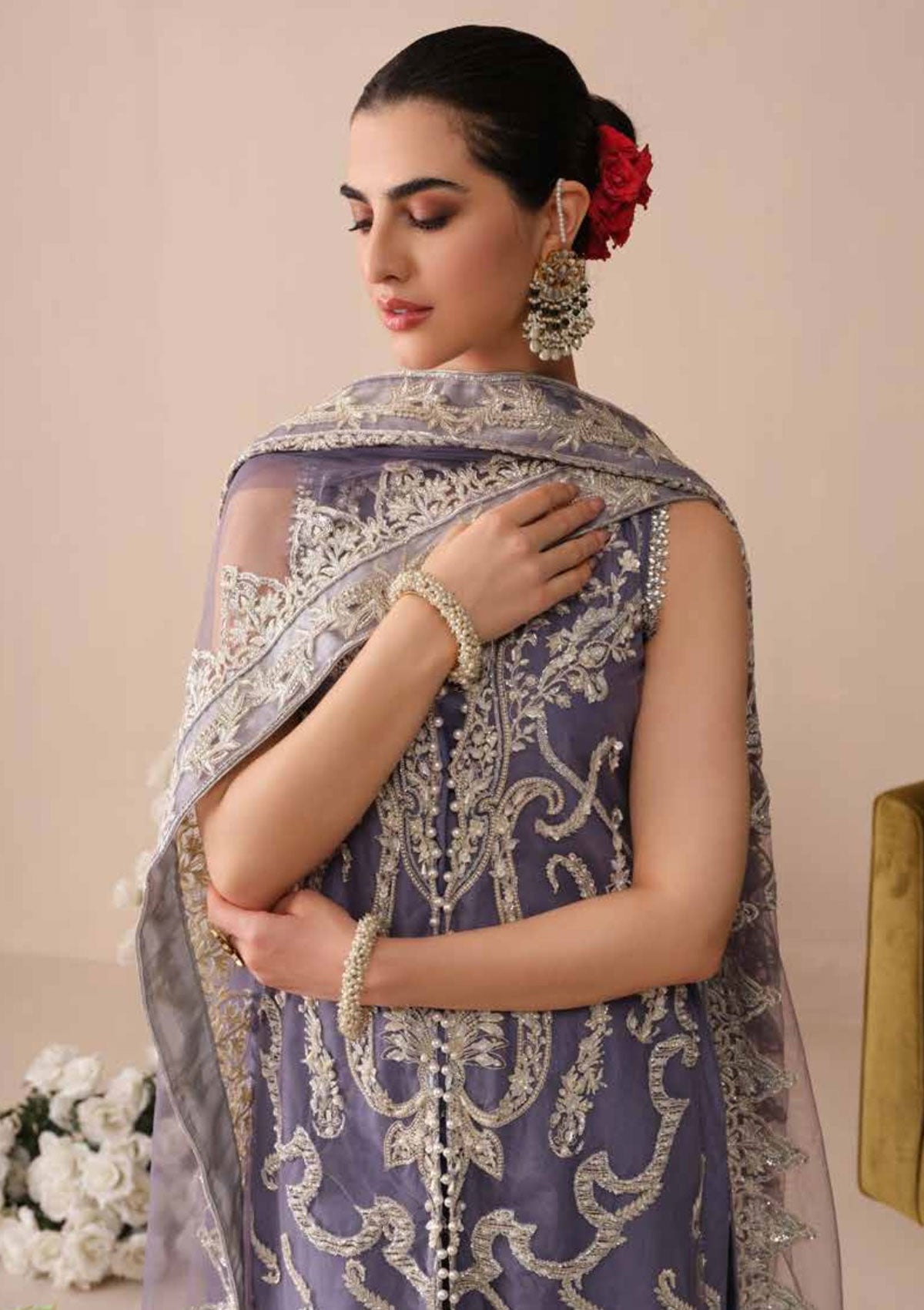 Formal Dress - Freesia - Noor Jahan - Surmai - FFG#16 available at Saleem Fabrics Traditions