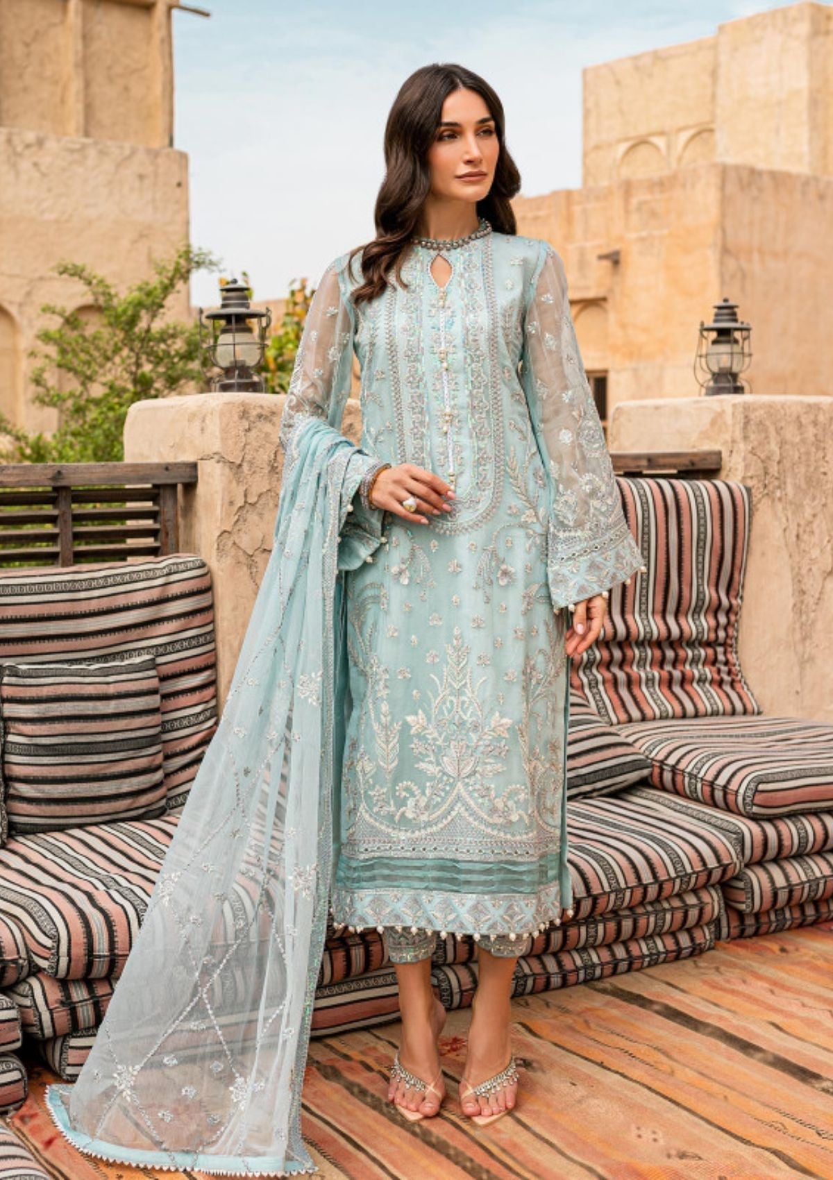 Formal Dress - Gulaal - Embroidered - Chiffon - Asmarah - GEC#5 available at Saleem Fabrics Traditions