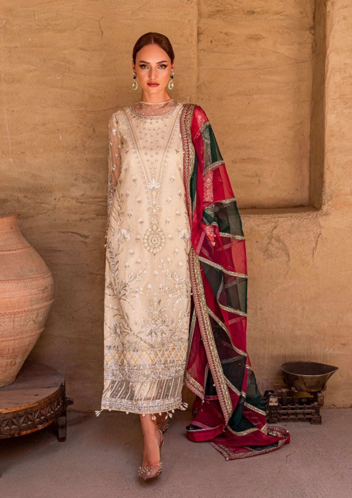 Formal Dress - Gulaal - Embroidered - Chiffon - Hazal - GEC#8 available at Saleem Fabrics Traditions