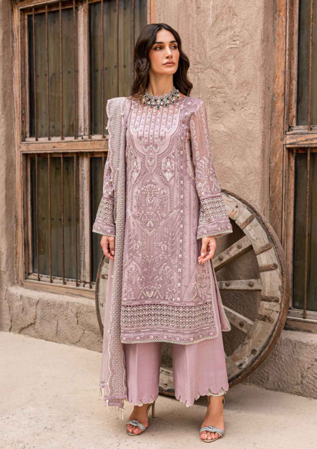 Formal Dress - Gulaal - Embroidered - Chiffon - Malaikah - GEC#2 available at Saleem Fabrics Traditions