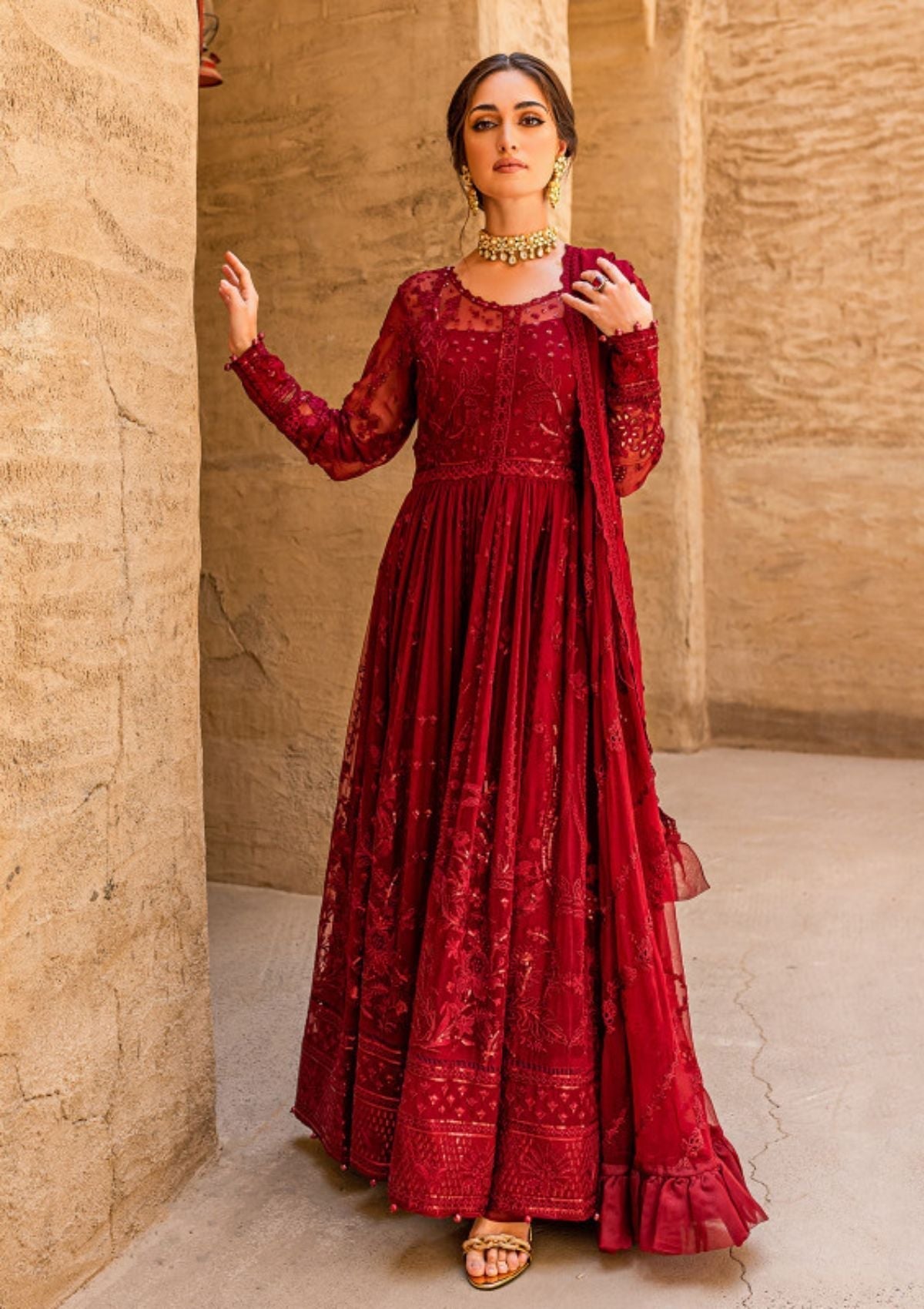 Formal Dress - Gulaal - Embroidered - Chiffon - Zaariya - GEC#1 available at Saleem Fabrics Traditions