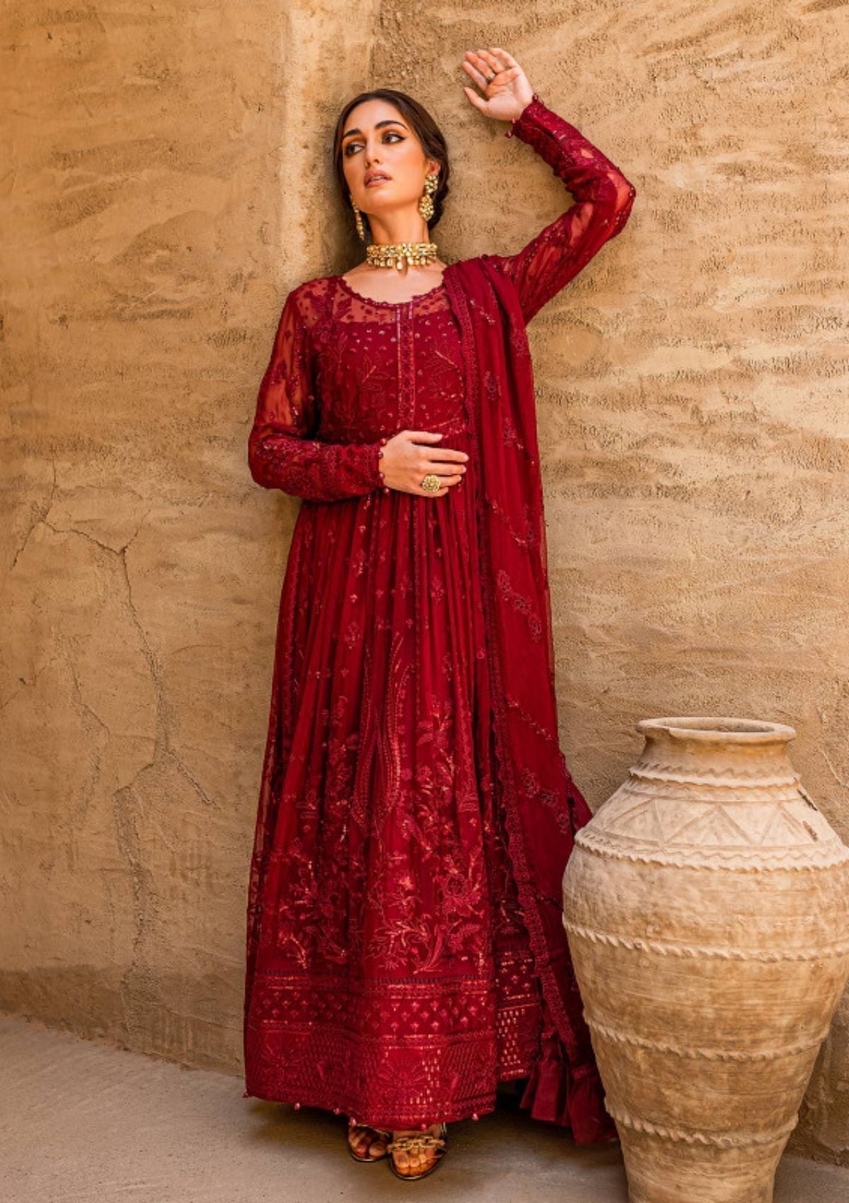 Formal Dress - Gulaal - Embroidered - Chiffon - Zaariya - GEC#1 available at Saleem Fabrics Traditions