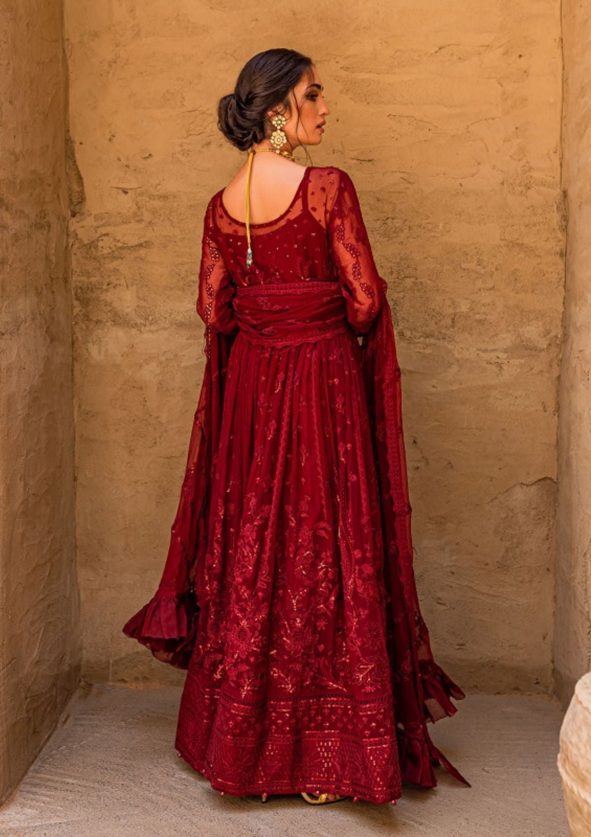 Formal Dress - Gulaal - Embroidered - Chiffon - Zaariya - GEC#1 available at Saleem Fabrics Traditions