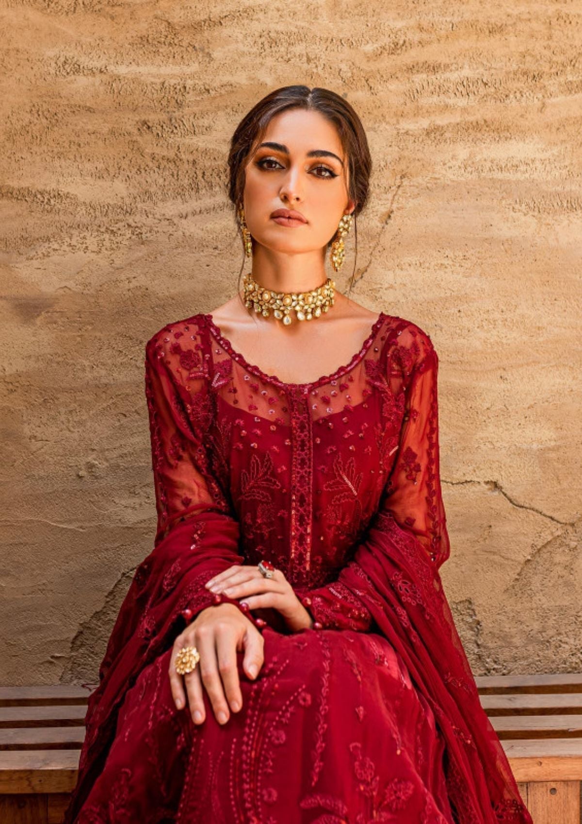 Formal Dress - Gulaal - Embroidered - Chiffon - Zaariya - GEC#1 available at Saleem Fabrics Traditions