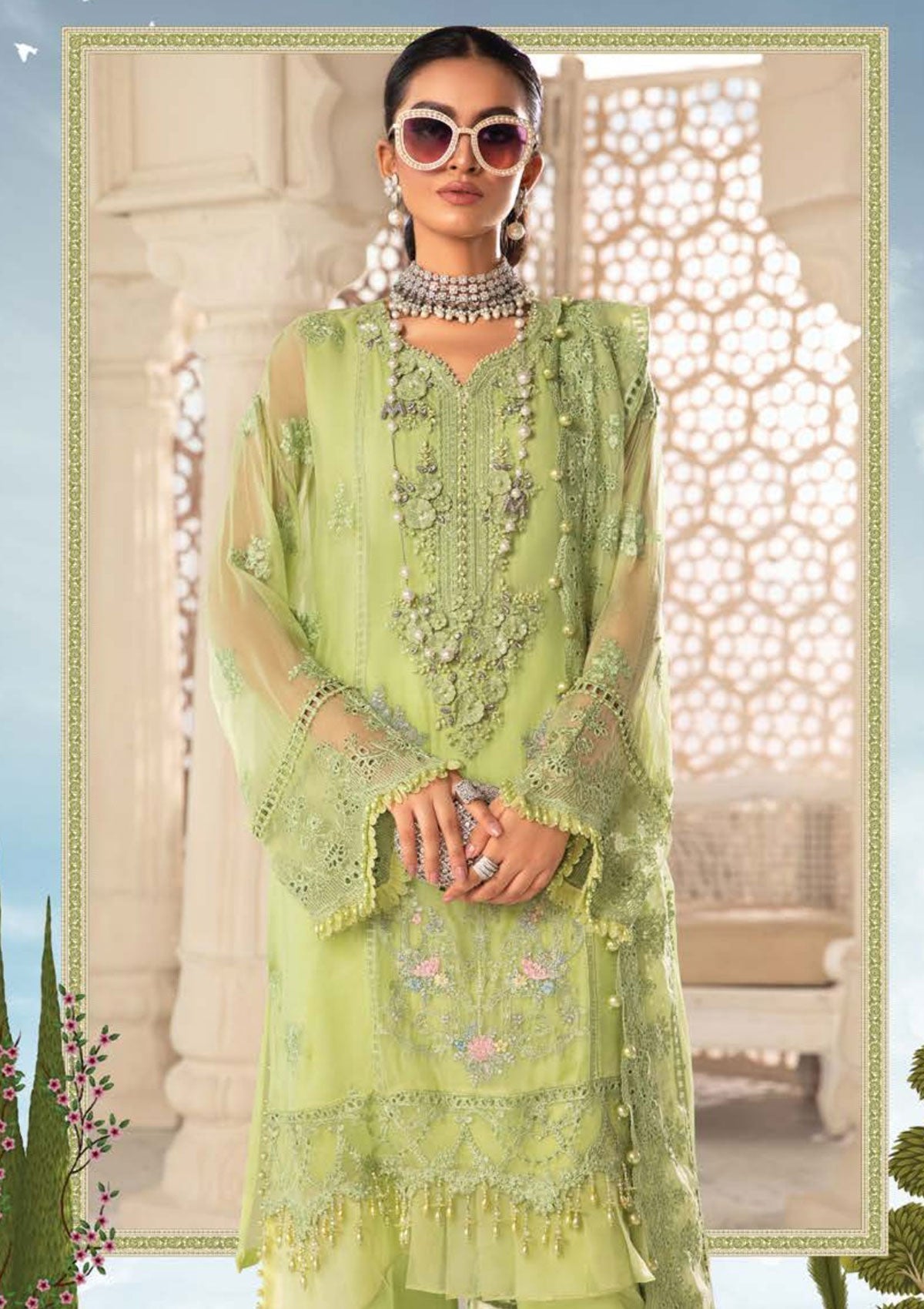 Formal Dress - Maria B - Chiffon - MBC#7 available at Saleem Fabrics Traditions