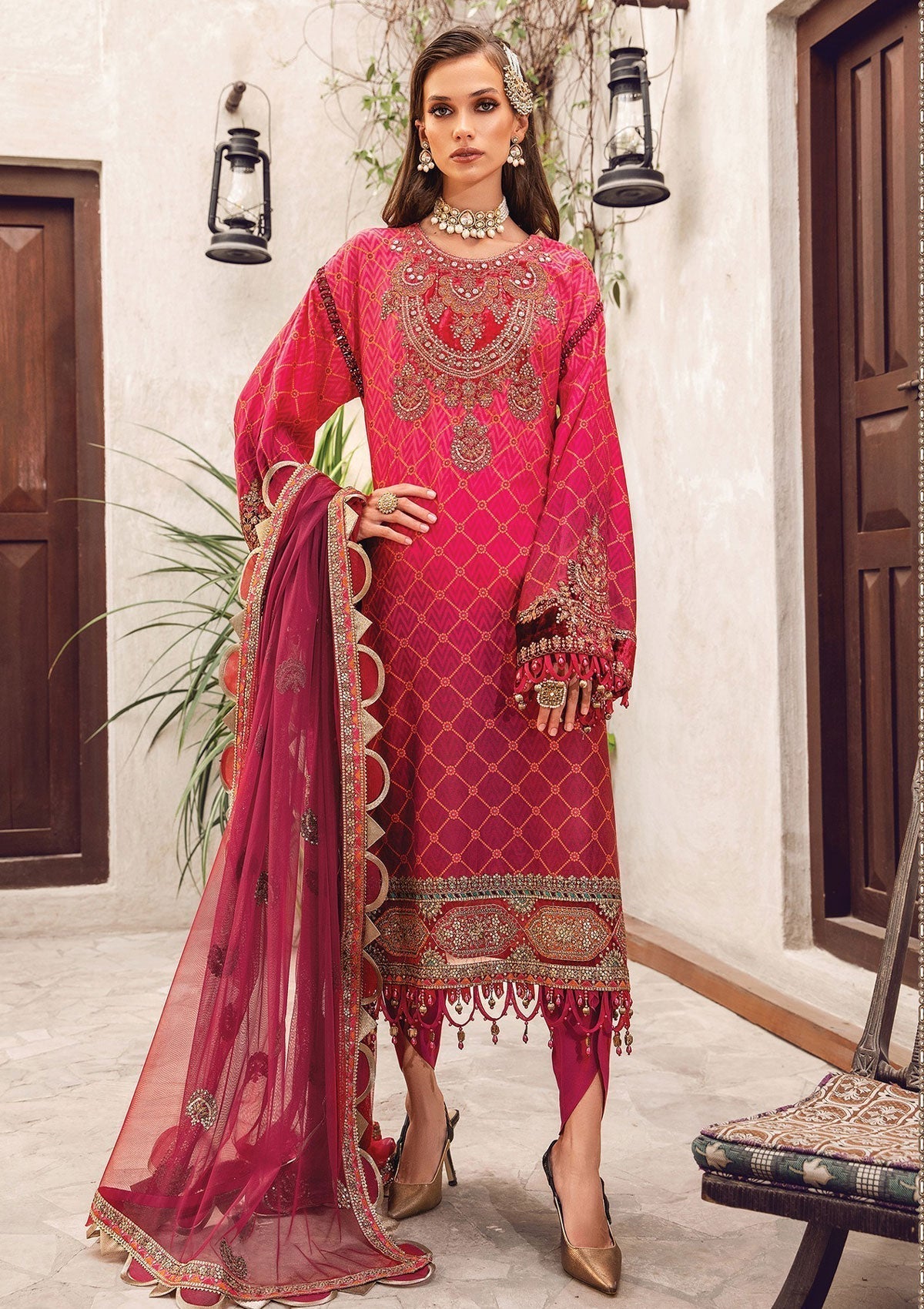 Formal Dress - Maria B - Sateen - MBS#7 available at Saleem Fabrics Traditions