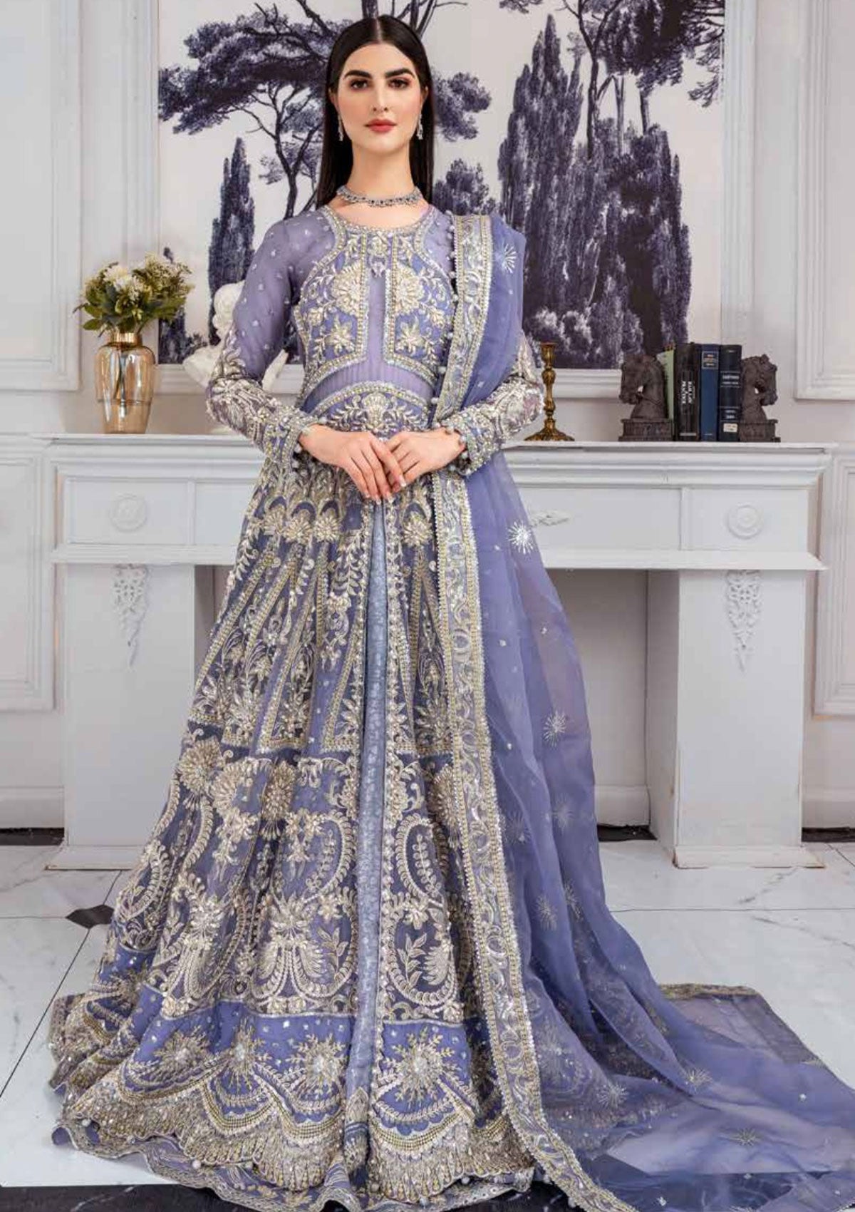 Formal Dress - Maryum N Maria - Floraison - MNM#33 (Lavender lusture) available at Saleem Fabrics Traditions