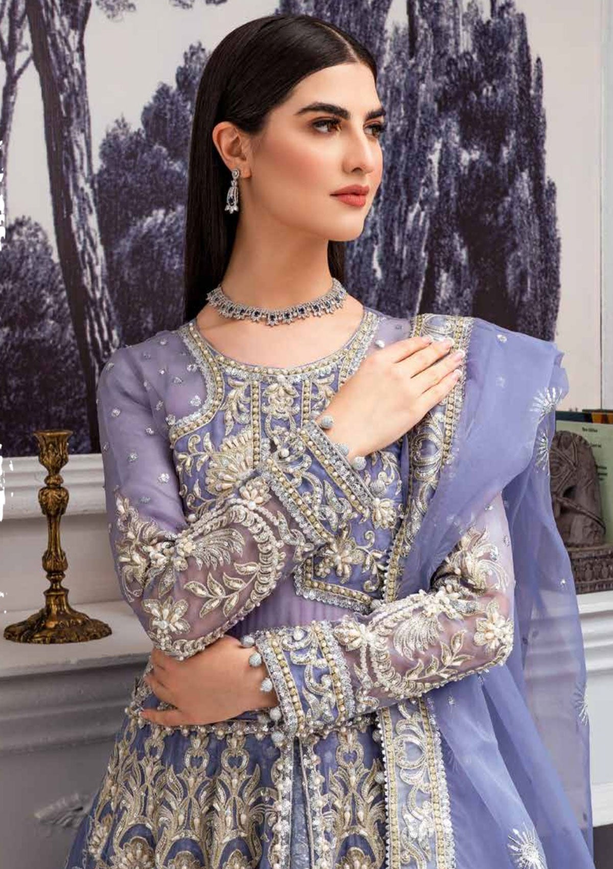 Formal Dress - Maryum N Maria - Floraison - MNM#33 (Lavender lusture) available at Saleem Fabrics Traditions
