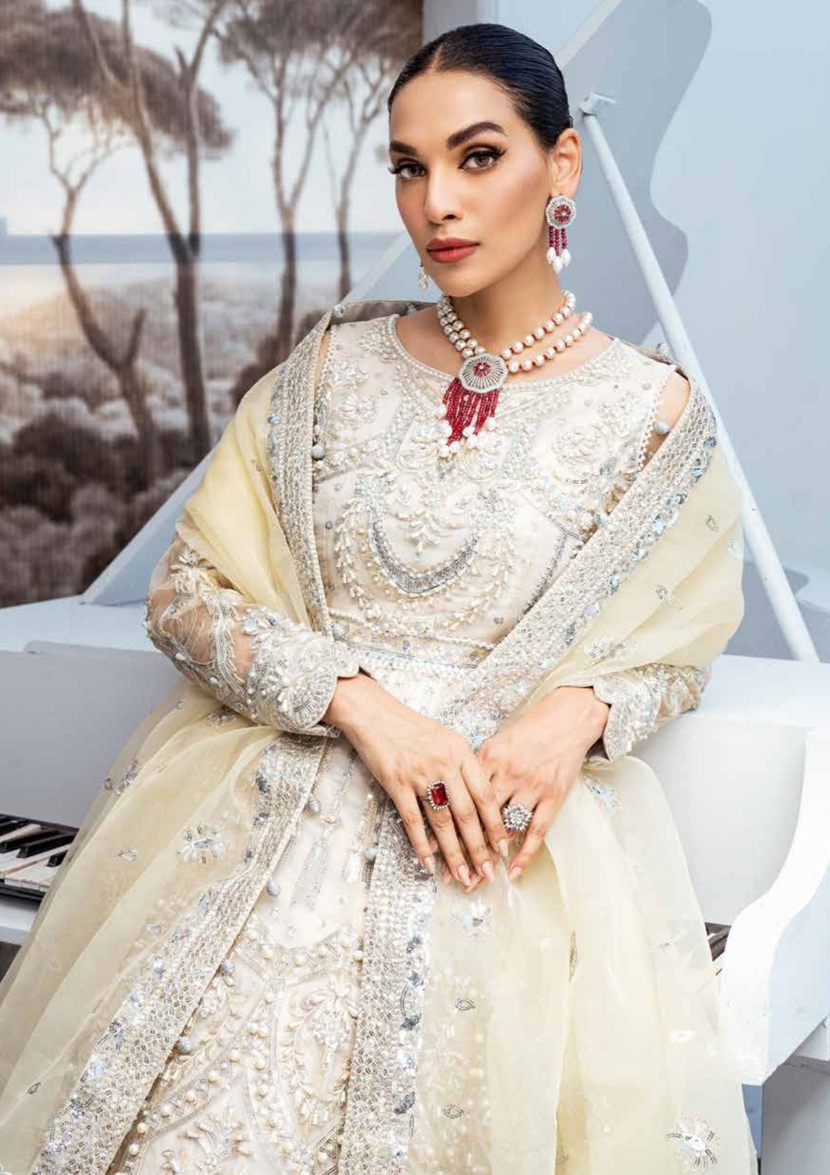 Formal Dress - Maryum N Maria - Floraison - MNM#34 (Ether) available at Saleem Fabrics Traditions