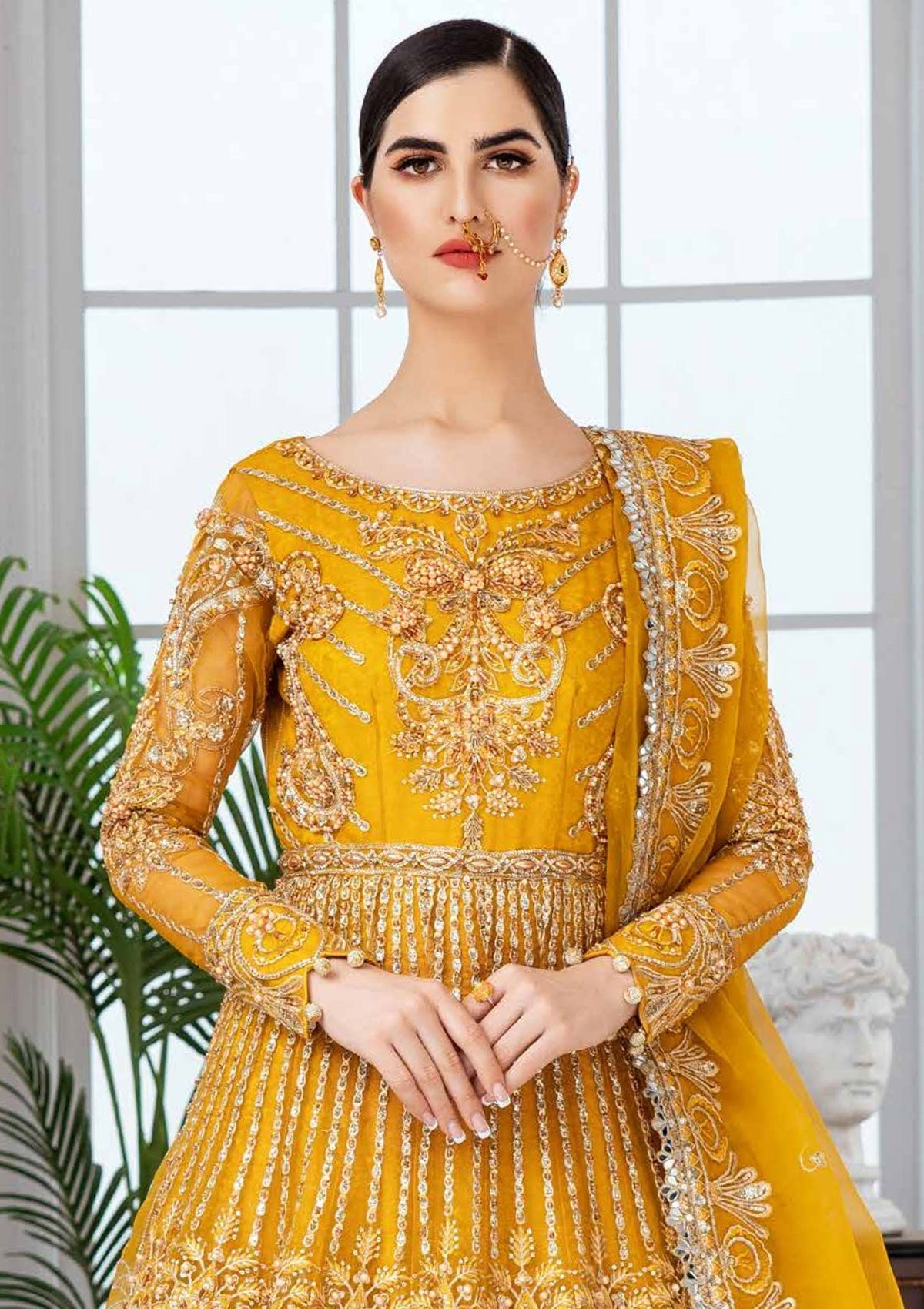 Formal Dress - Maryum N Maria - Floraison - MNM#35 (Misted Yellow) available at Saleem Fabrics Traditions