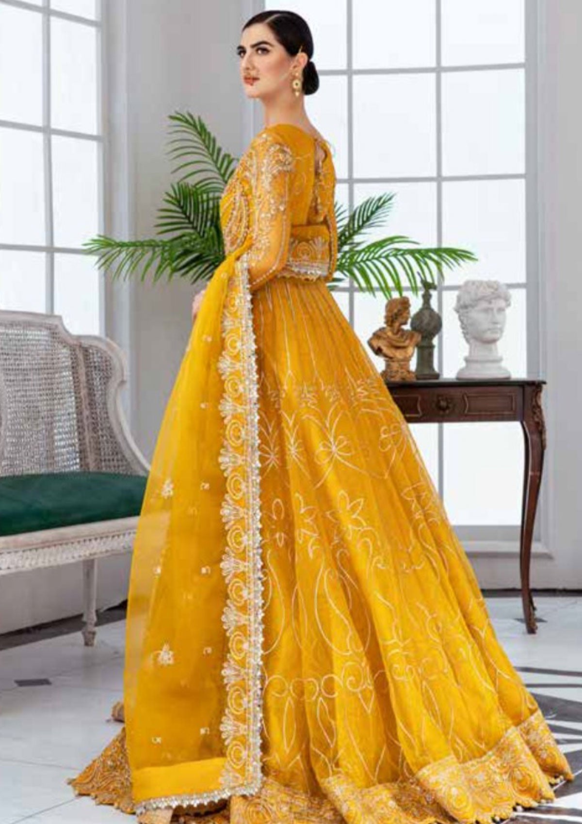 Formal Dress - Maryum N Maria - Floraison - MNM#35 (Misted Yellow) available at Saleem Fabrics Traditions