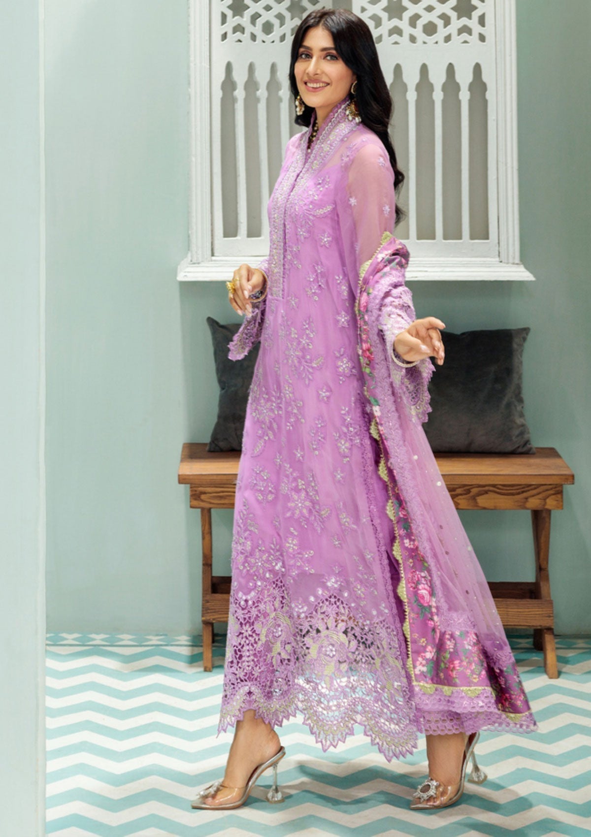 Formal Dress - Noor - Saadia Asad - Chiffon Laserkari - D#3 available at Saleem Fabrics Traditions