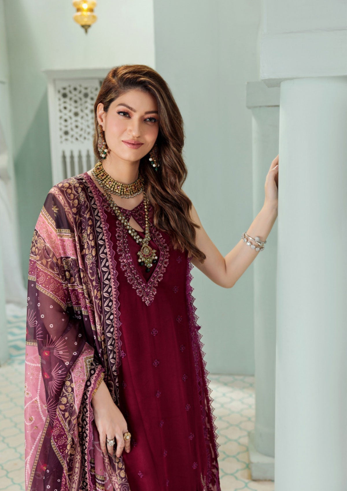 Formal Dress - Noor - Saadia Asad - Chiffon Laserkari - D#6 available at Saleem Fabrics Traditions