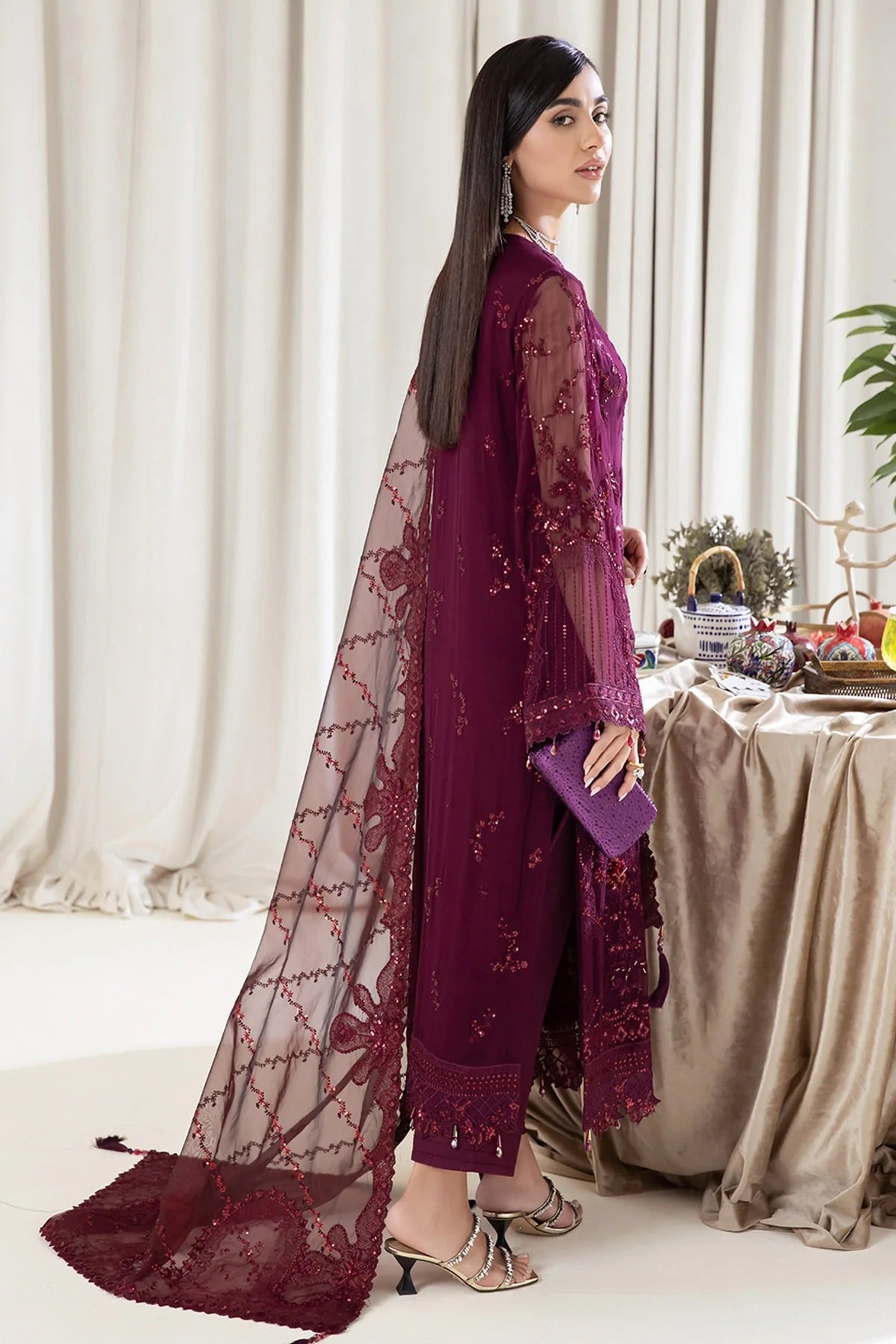 Formal Dress - Nureh - Elanora - Luxury Chiffon - NEL#12 available at Saleem Fabrics Traditions