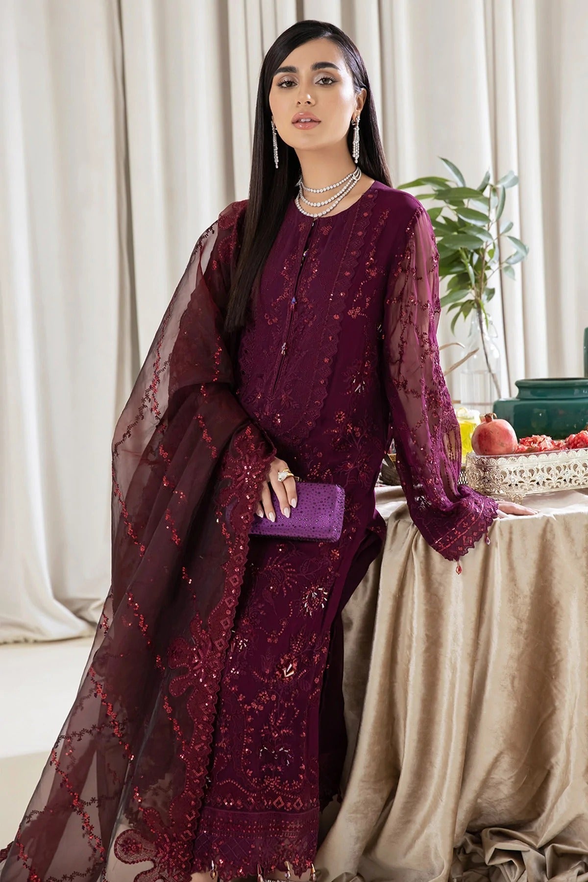 Formal Dress - Nureh - Elanora - Luxury Chiffon - NEL#12 available at Saleem Fabrics Traditions