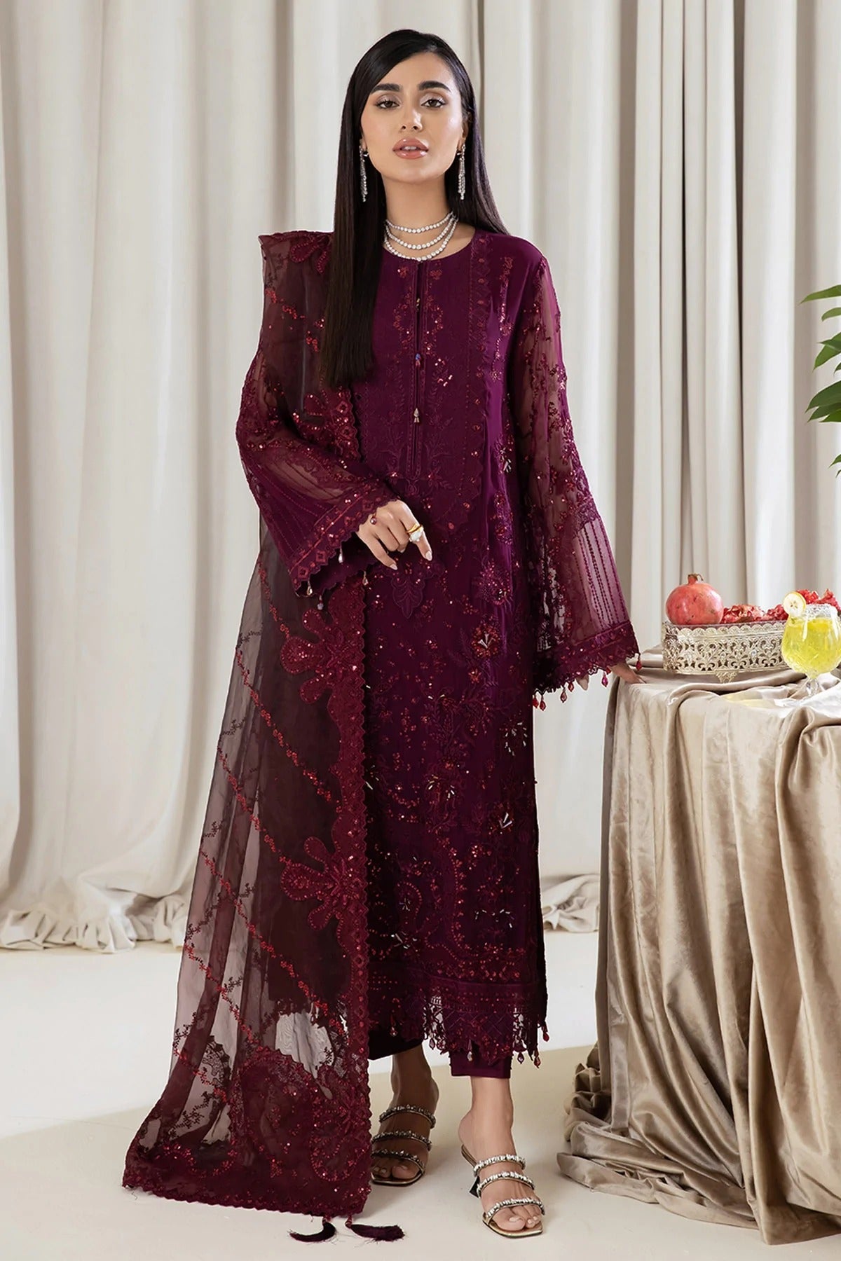 Formal Dress - Nureh - Elanora - Luxury Chiffon - NEL#12 available at Saleem Fabrics Traditions