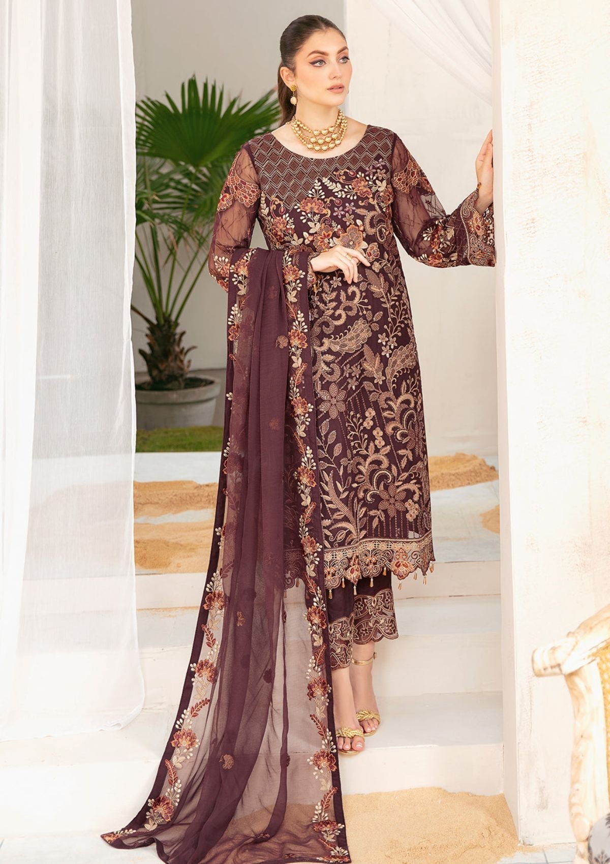 Formal Dress - Ramsha - Chiffon - V22 - F#2211 available at Saleem Fabrics Traditions