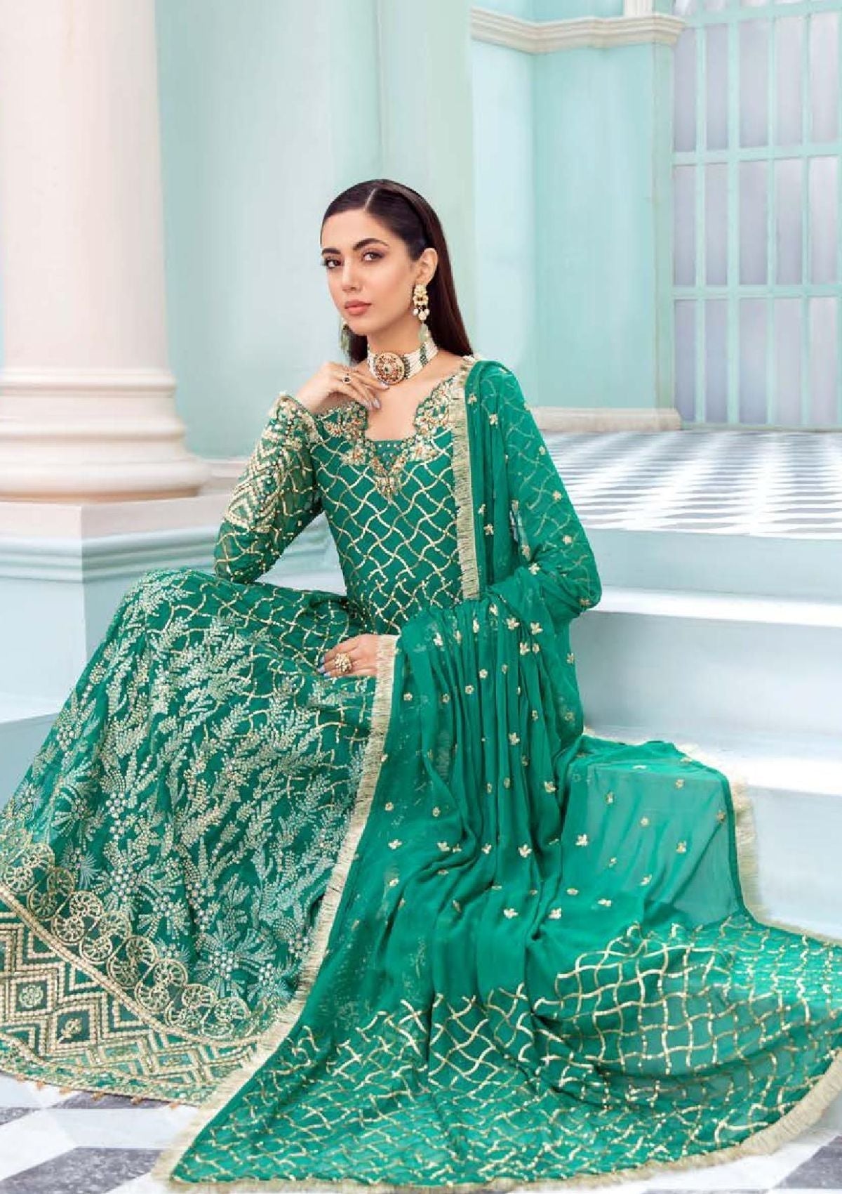 Formal Dress - Roheenaz - Kalidar - RCH-22-08 available at Saleem Fabrics Traditions