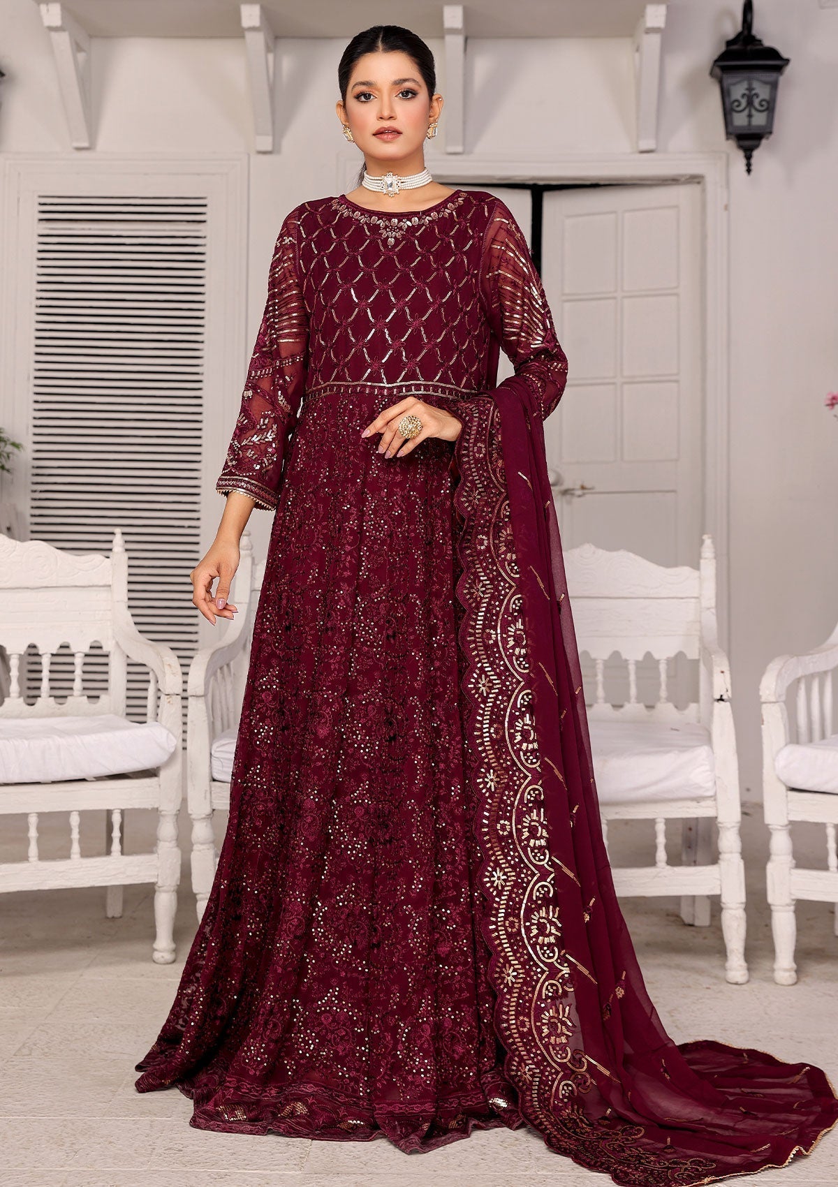 Formal Dress - Rubaaiyat - Chiffon with Sequence - D#3 C - Saleem Fabrics  PK – Saleem Fabrics Traditions