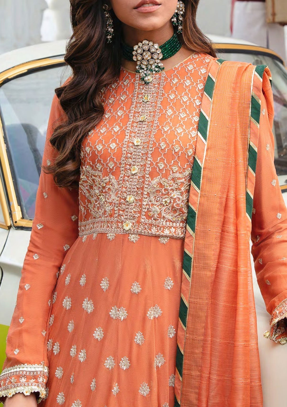 Formal Dress - Salitex - Retro Luxury Chiffon - HC#00033 (Amber) available at Saleem Fabrics Traditions