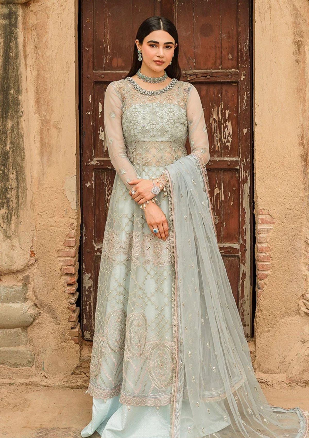 Formal Dress - Vitalia - Trousseau - Cashmere Blue - D#2 available at Saleem Fabrics Traditions