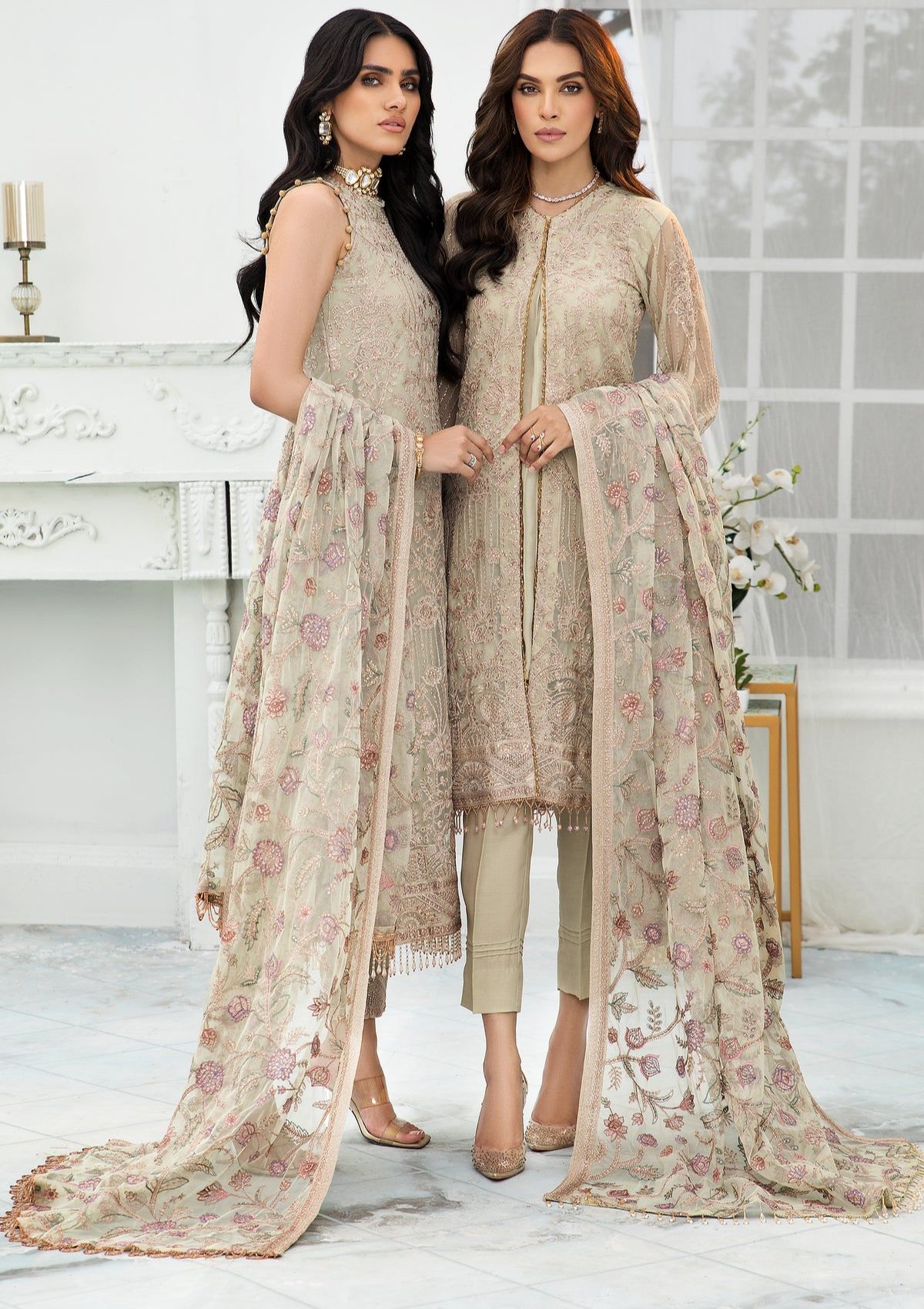 Formal Dress - Zarif - De Luxury - Chiffon - ZDL#02 (Flora) available at Saleem Fabrics Traditions