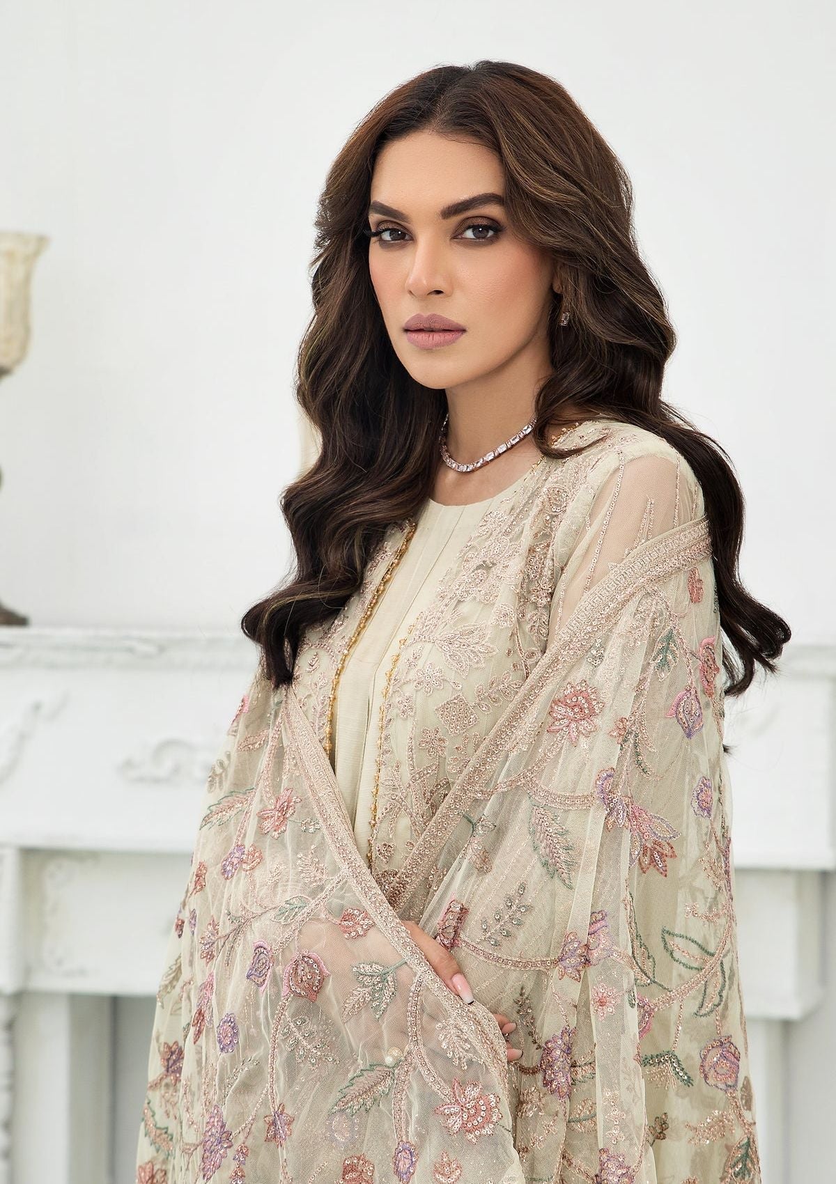 Formal Dress - Zarif - De Luxury - Chiffon - ZDL#02 (Flora) available at Saleem Fabrics Traditions