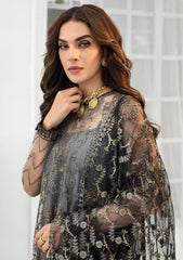Formal Dress - Zarif - De Luxury - Chiffon - ZDL#03 (Graphite) by Saleem Fabrics PK