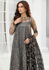 Formal Dress - Zarif - De Luxury - Chiffon - ZDL#03 (Graphite) available at Saleem Fabrics Traditions