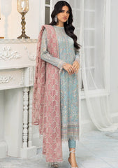Formal Dress - Zarif - De Luxury - Chiffon - ZDL#04 (Blue Mist) available at Saleem Fabrics Traditions