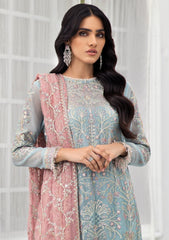 Formal Dress - Zarif - De Luxury - Chiffon - ZDL#04 (Blue Mist) available at Saleem Fabrics Traditions