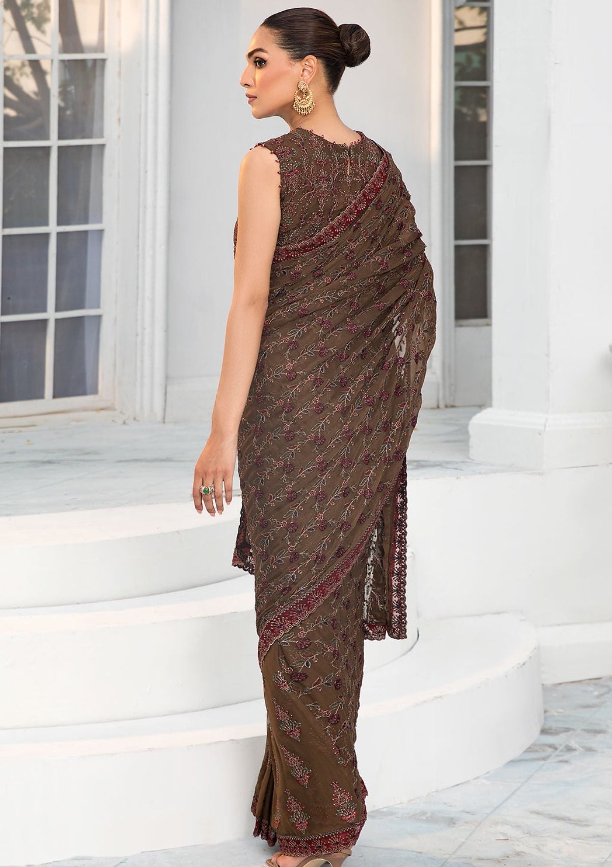 Formal Dress - Zarif - De Luxury - Chiffon - ZDL#05 (Hazel Wood) available at Saleem Fabrics Traditions