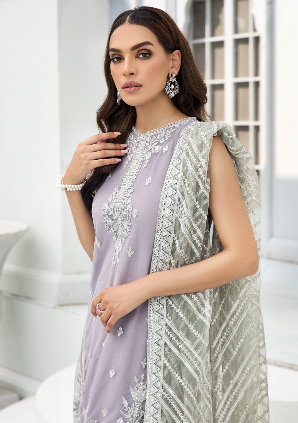 Formal Dress - Zarif - De Luxury - Chiffon - ZDL#06 (Meryl) available at Saleem Fabrics Traditions