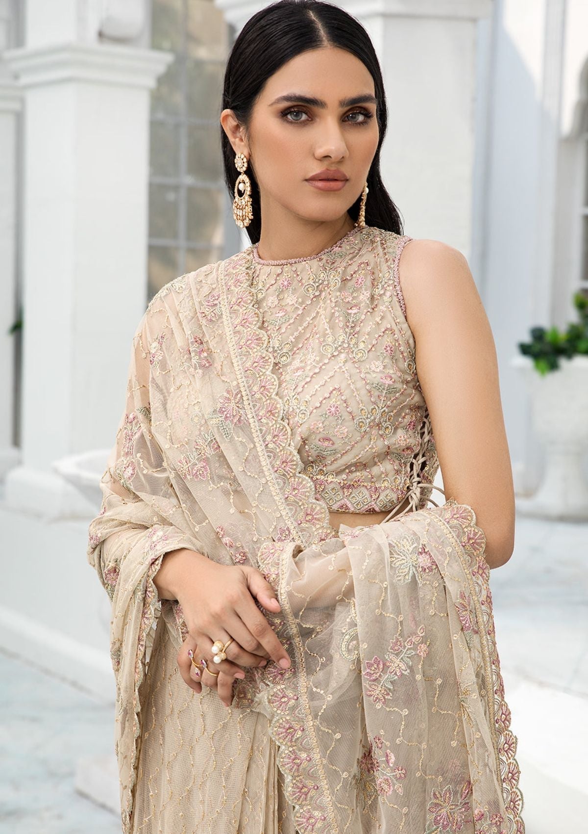 Formal Dress - Zarif - De Luxury - Chiffon - ZDL#08 (Jasmine) available at Saleem Fabrics Traditions