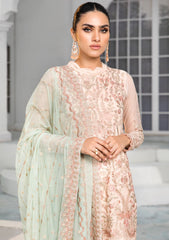 Formal Dress - Zarif - De Luxury - Chiffon - ZDL#10 (Coral) by Saleem Fabrics PK