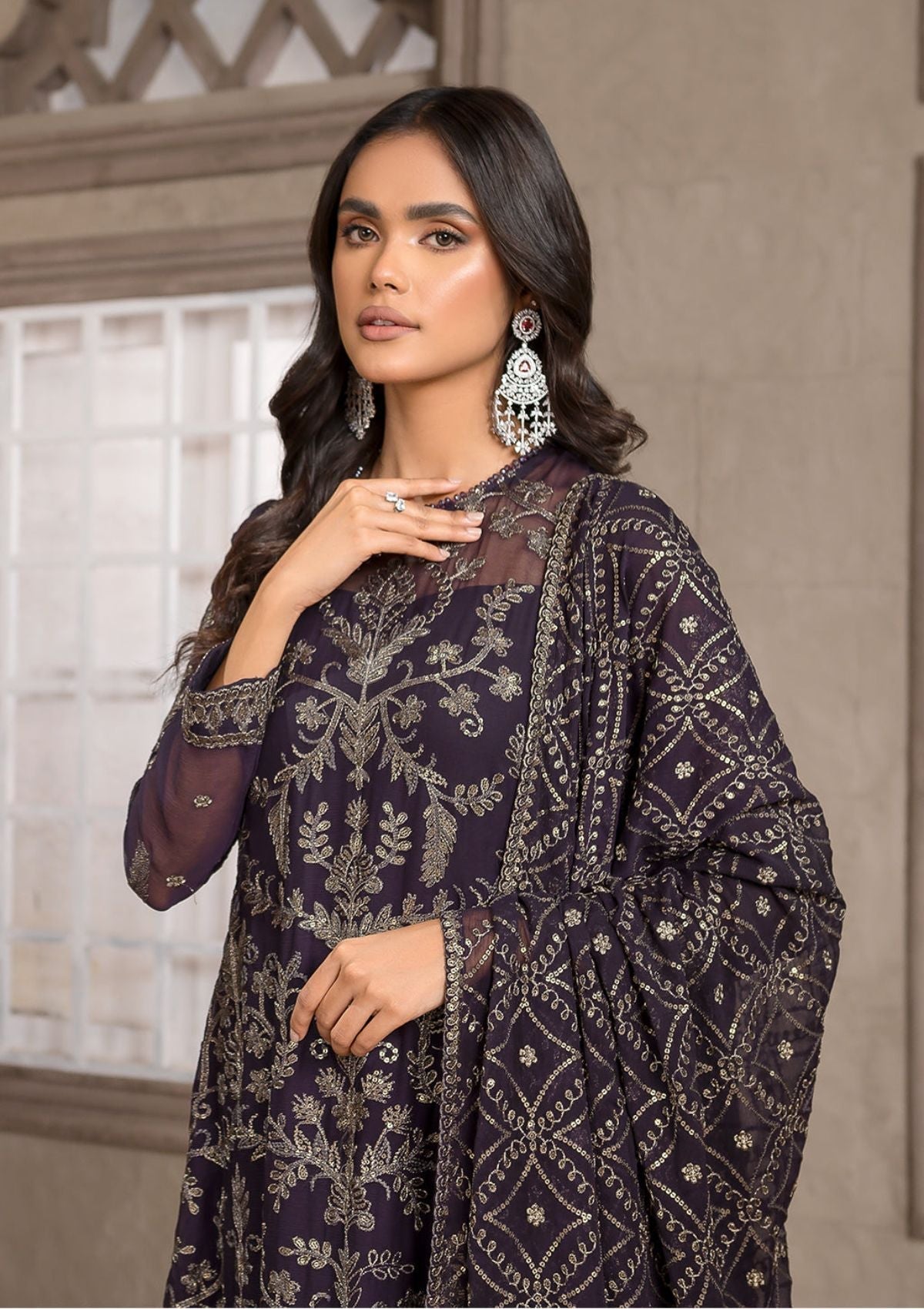 Formal Dress - Zarif - Falak - Festive - ZF#02 (Azalea) available at Saleem Fabrics Traditions