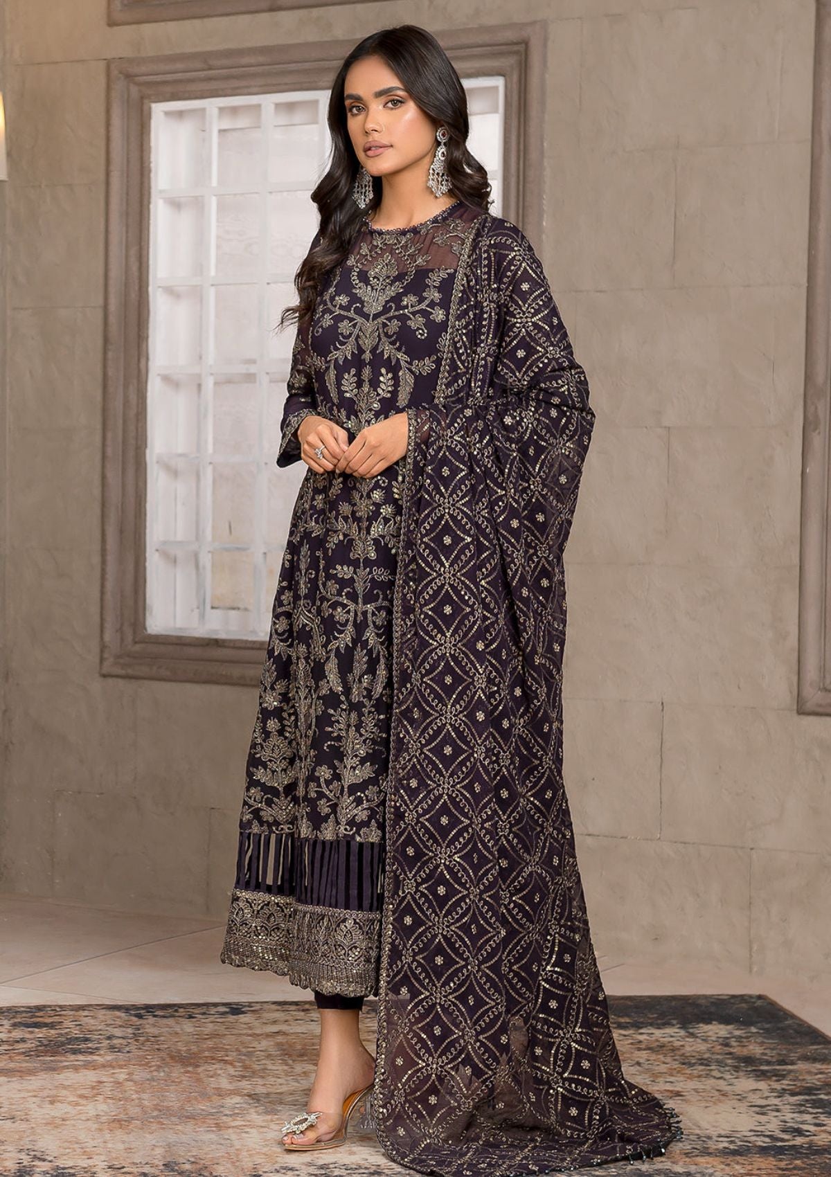 Formal Dress - Zarif - Falak - Festive - ZF#02 (Azalea) available at Saleem Fabrics Traditions