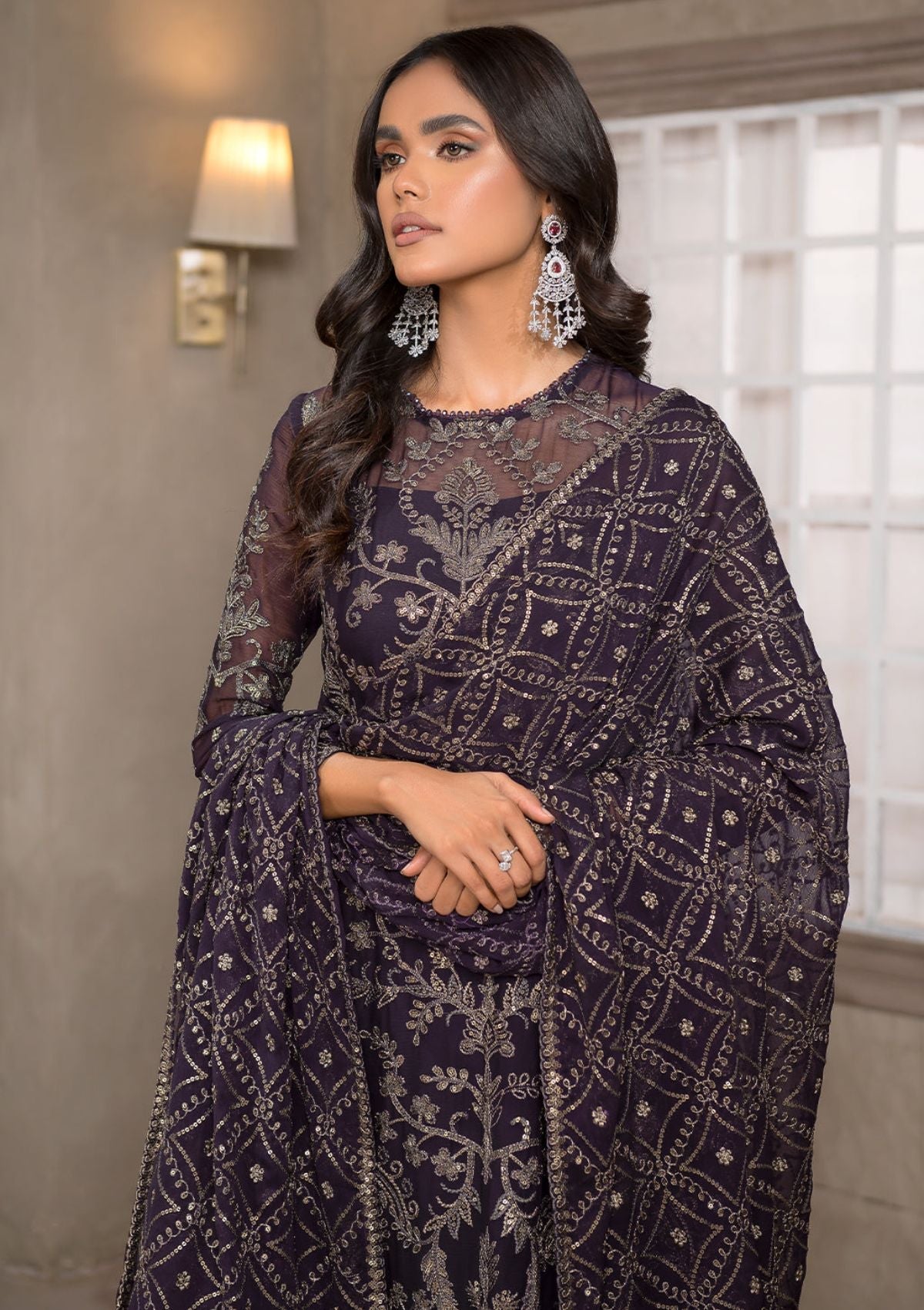 Formal Dress - Zarif - Falak - Festive - ZF#02 (Azalea) available at Saleem Fabrics Traditions