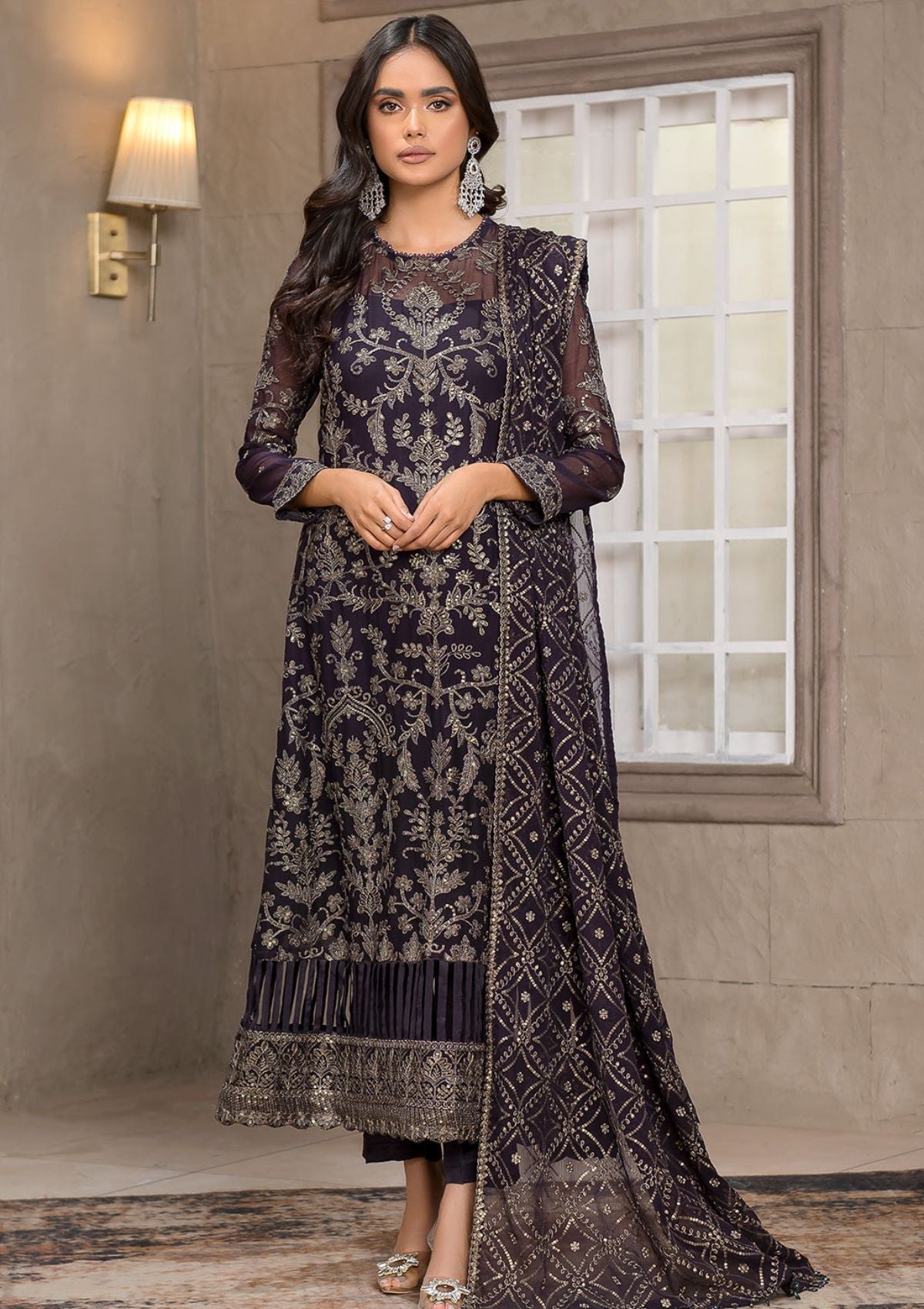 Formal Dress - Zarif - Falak - Festive - ZF#02 (Azalea) available at Saleem Fabrics Traditions
