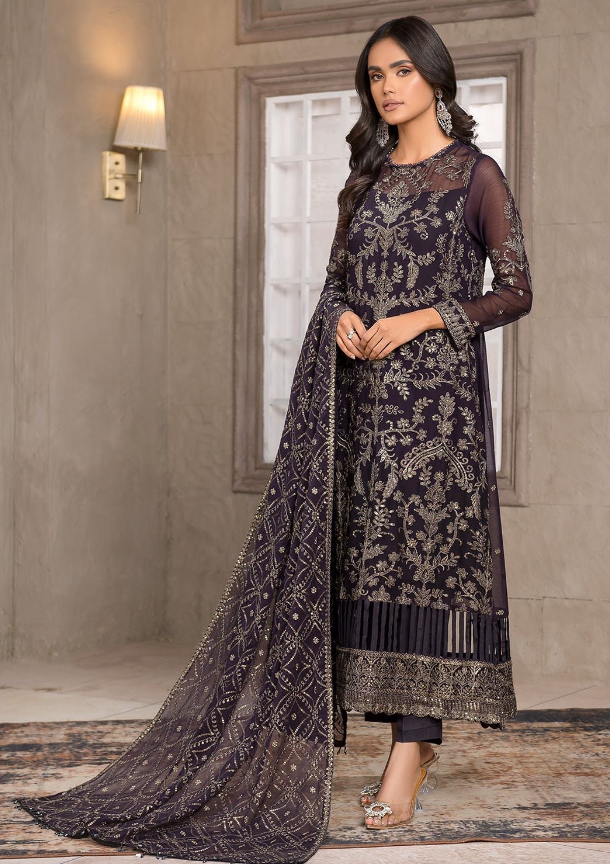 Formal Dress - Zarif - Falak - Festive - ZF#02 (Azalea) available at Saleem Fabrics Traditions