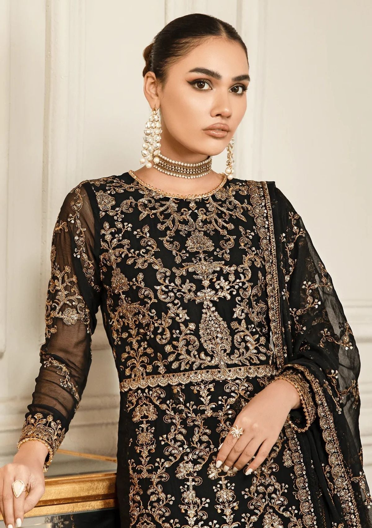 Formal Dress - Zarif - Mehroze - BLACK RUBY available at Saleem Fabrics Traditions