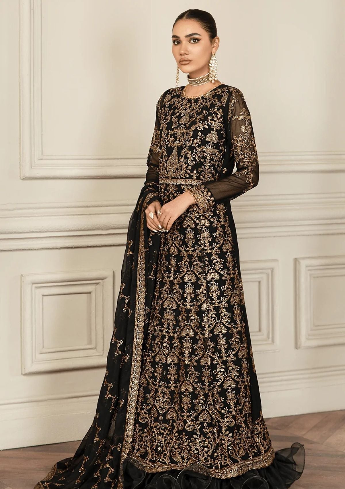 Formal Dress - Zarif - Mehroze - BLACK RUBY available at Saleem Fabrics Traditions
